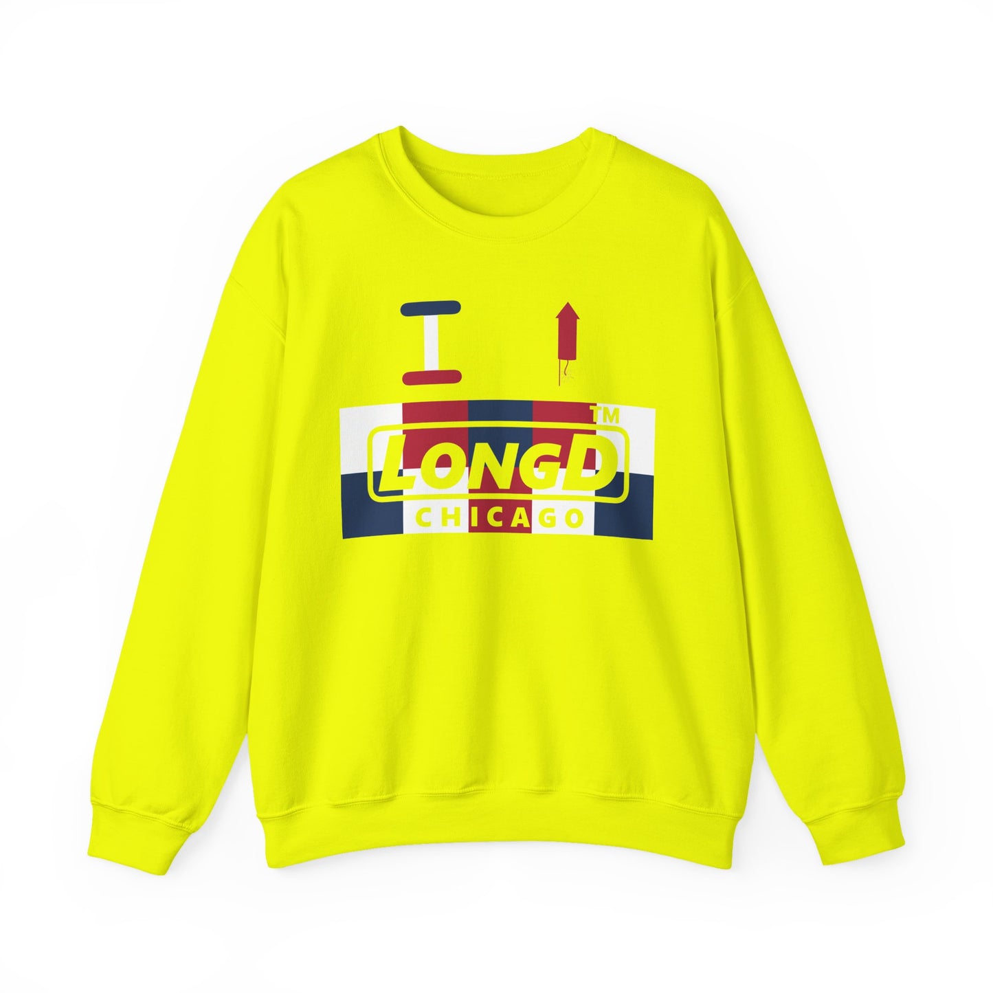 I firecracker LongD negative 2x5 Chicago logo crewneck sweatshirt