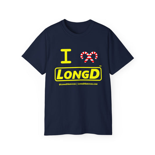 I Candy Cane LongD Logo Cotton Tee (yellow text)