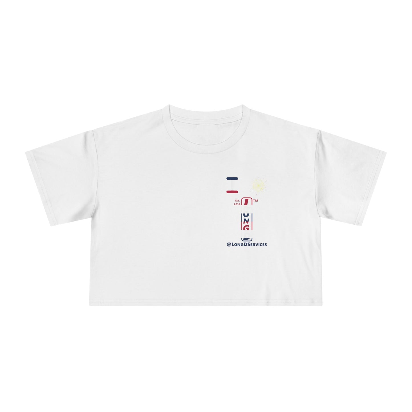 I burst LongD positive horizontal 6-striped single-breasted upright front-back tag logo crop tee