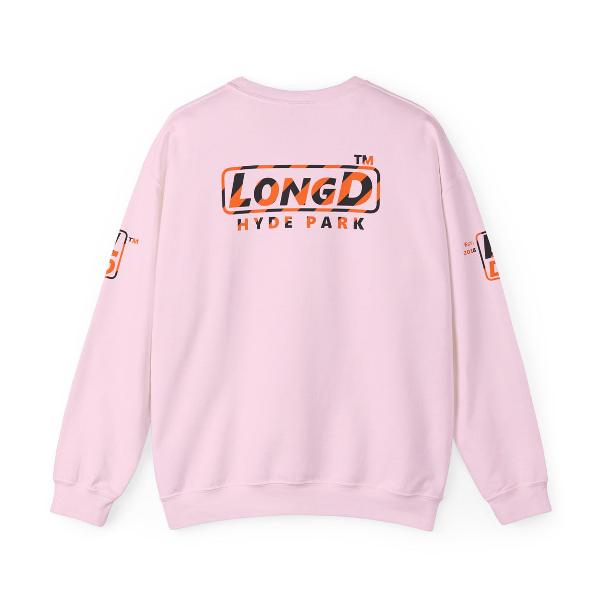 LongD Hyde Park positive 12-striped 4-print logo (Halloween colors) crewneck sweatshirt