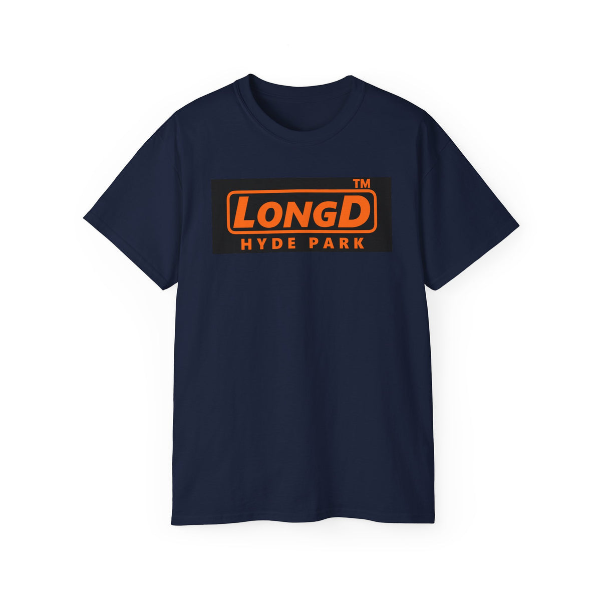LongD Hyde Park logo orange (FE7518) on Black (000000) (Halloween colors) cotton tee