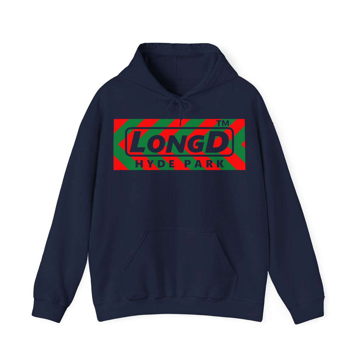 LongD Hyde Park negative leftward chevron logo (Xmas colors) hoodie