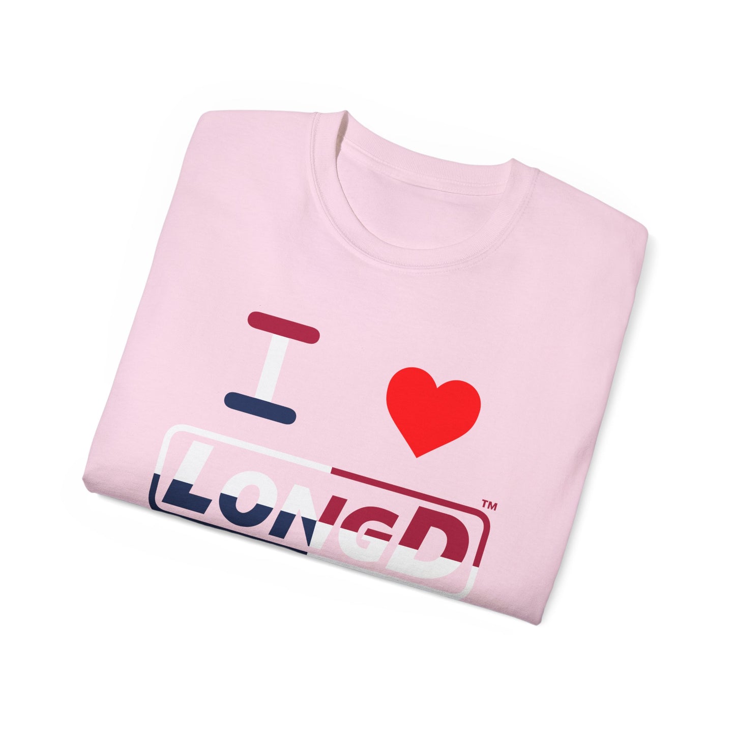 I Luv LongD® Logo Cotton Tee Red, White and Blue positive quarters text