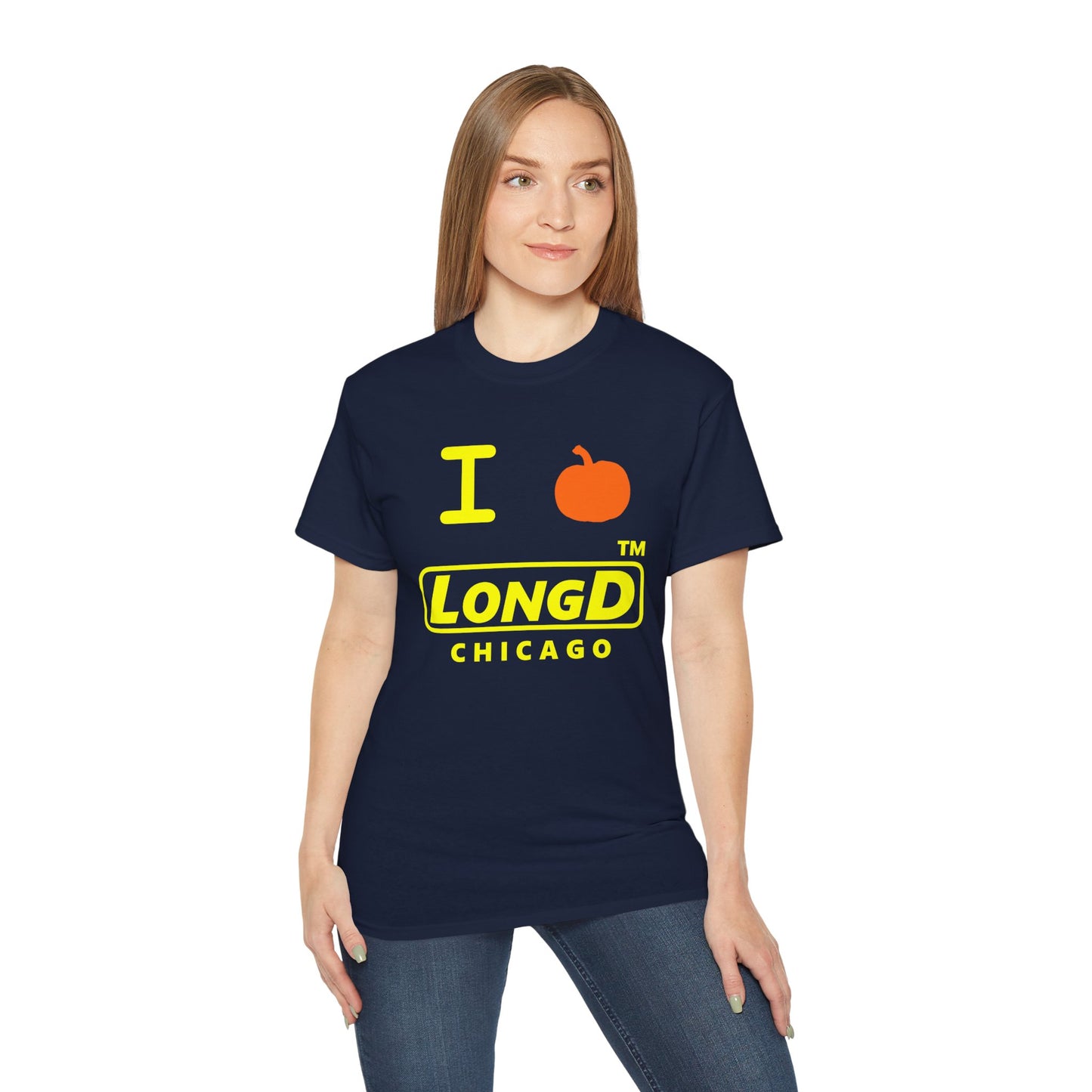 I Pumpkin LongD® Logo Cotton Tee positive yellow basic Chicago logo