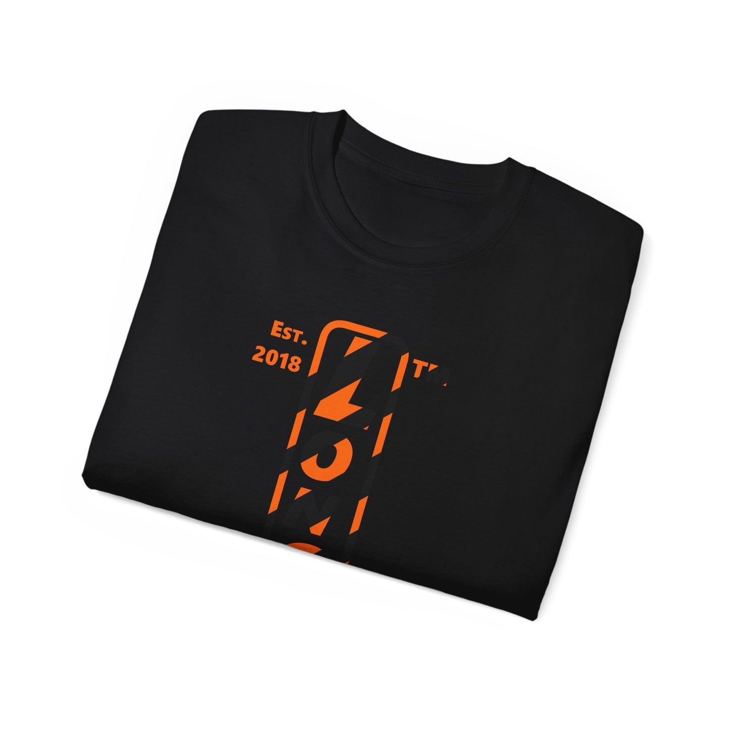 LongD Hyde Park positive upright pixel-weighted 12-striped 4-print logo (Halloween colors) cotton tee