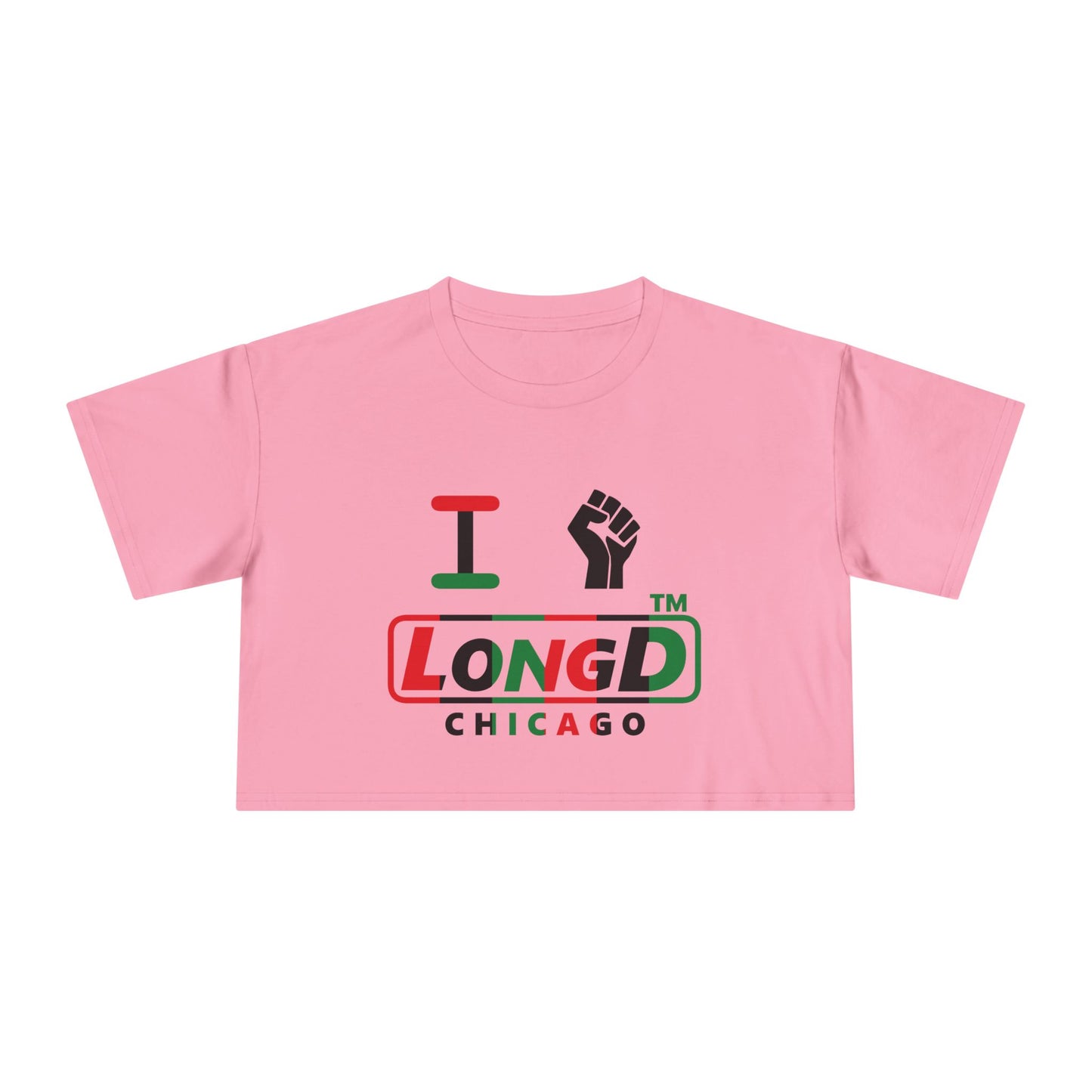 I fist LongD positive vertical 6-striped Chicago logo crop tee