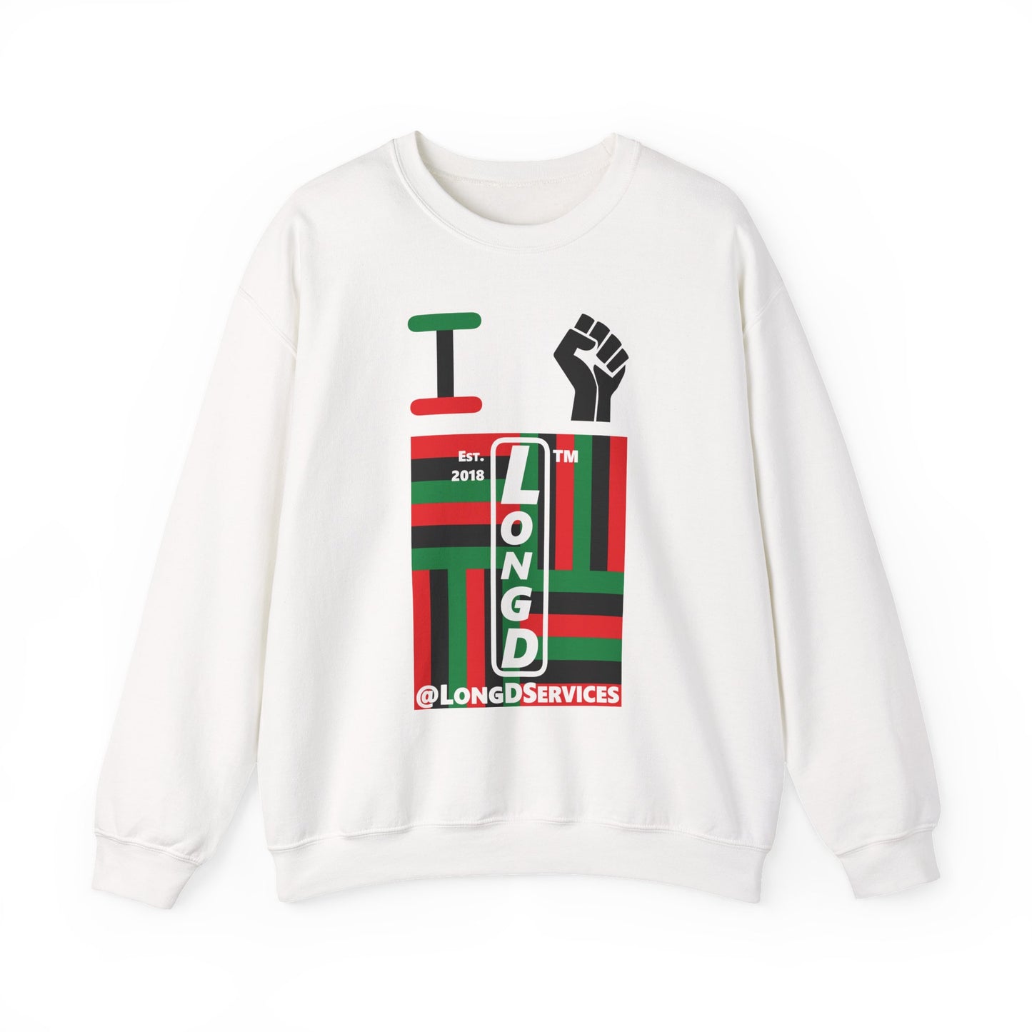 I Fist LongD negative windmill tag upright front-back logo crewneck sweatshirt