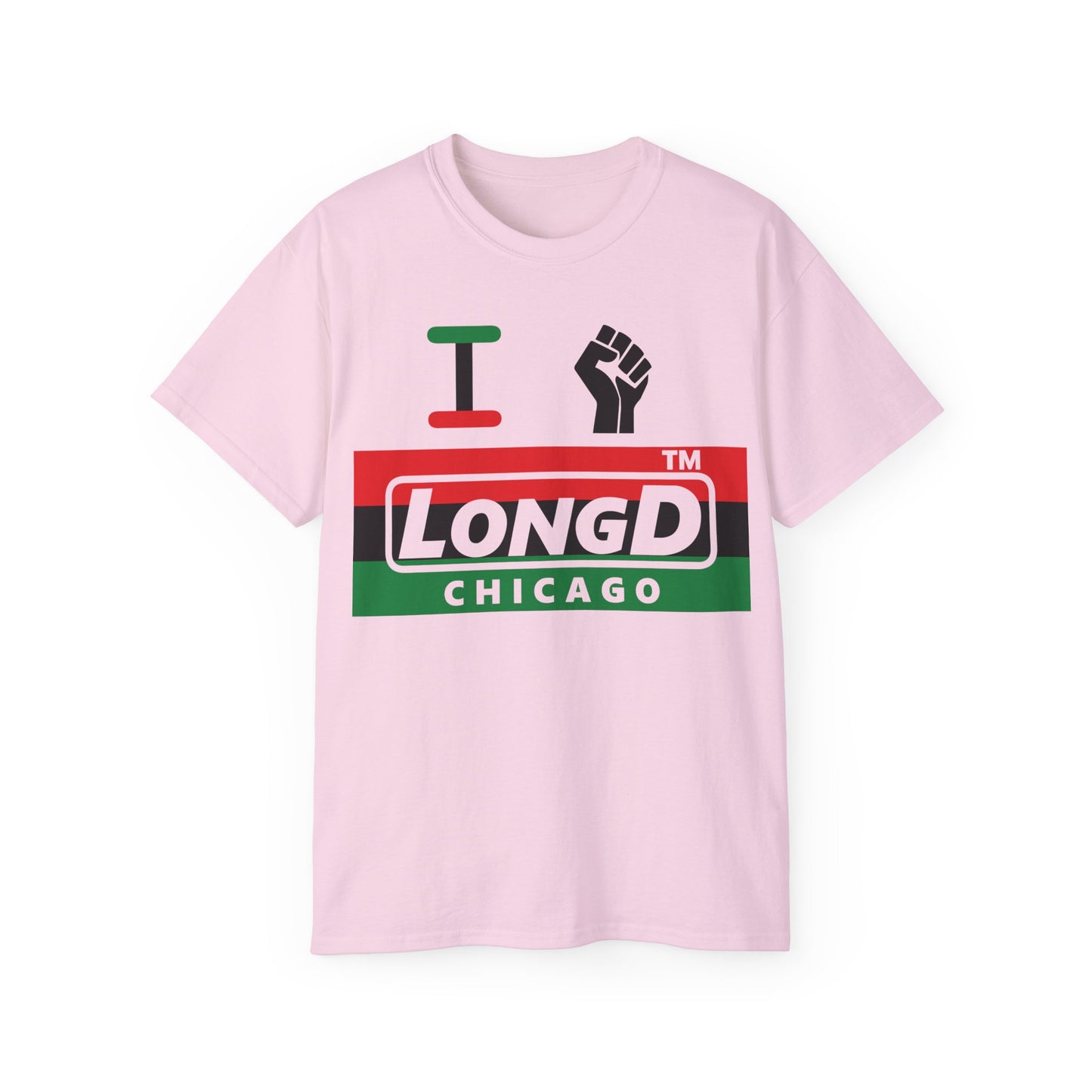 I fist LongD negative horizontal 3-striped Chicago logo cotton tee