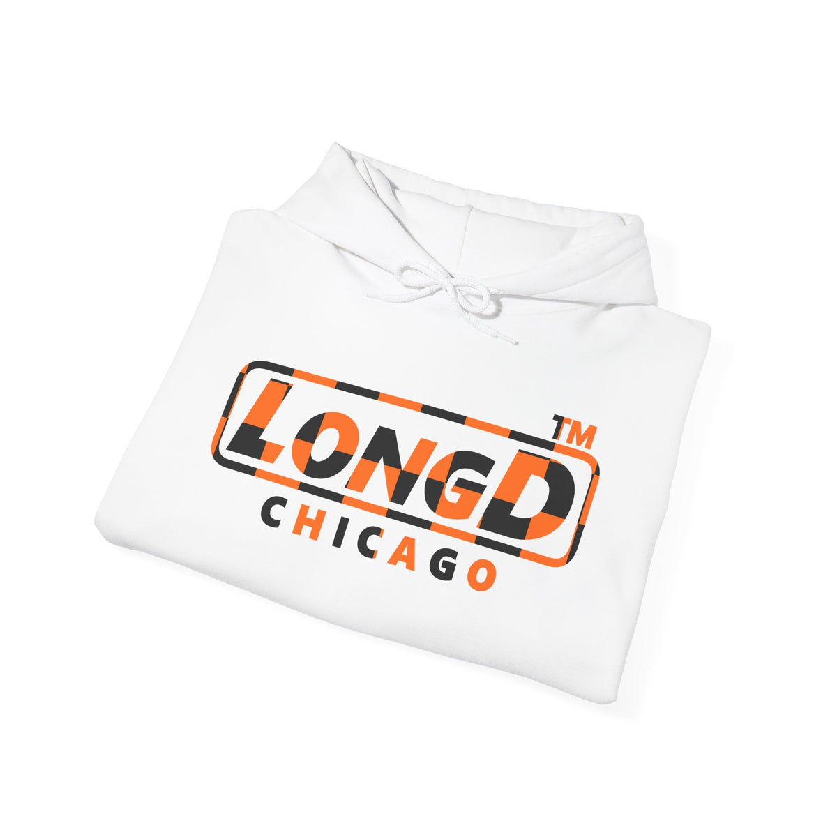 LongD Chicago positive checkered logo (Halloween colors) hoodie
