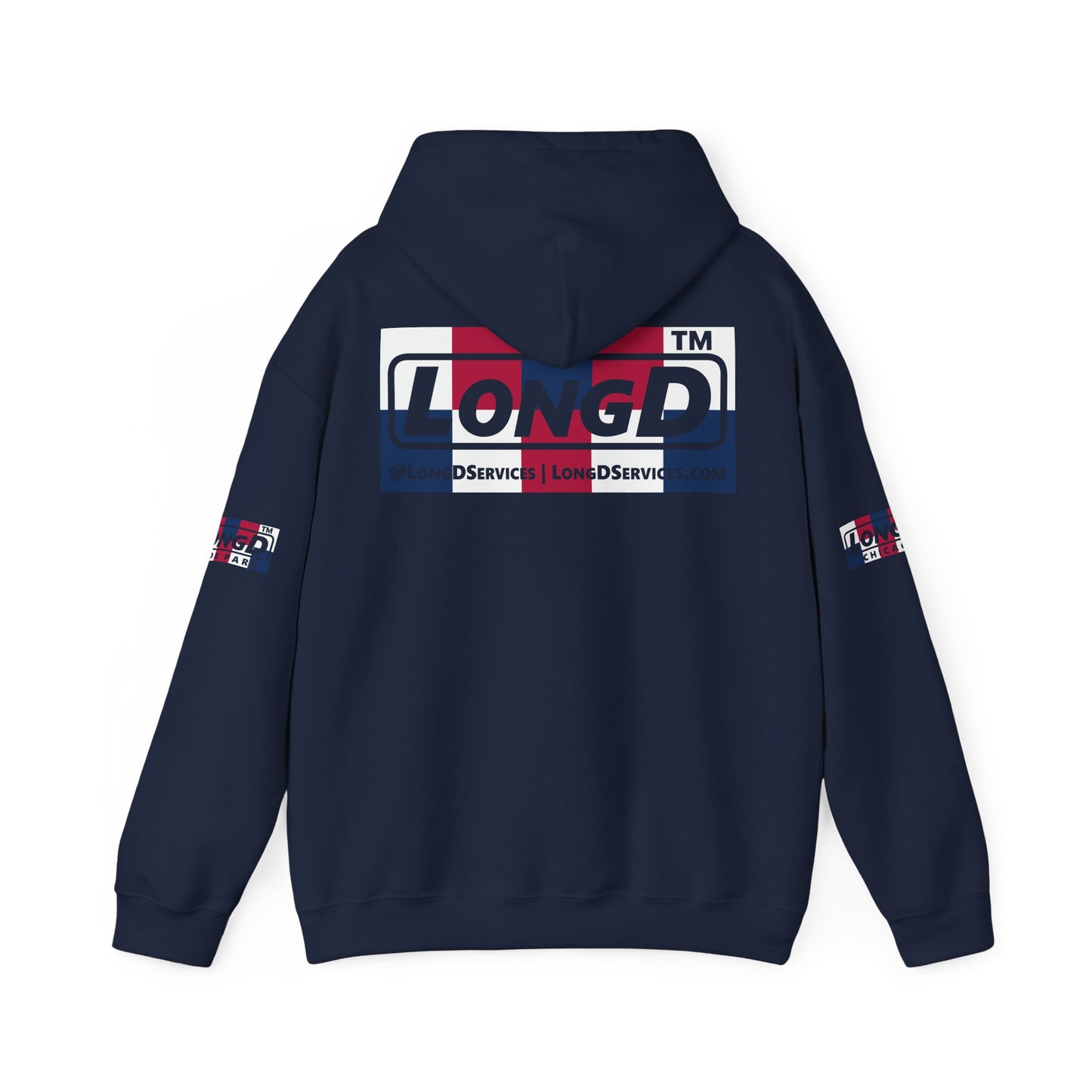 I firecracker LongD® negative 2x5 4-print double breasted tag logo hoodie