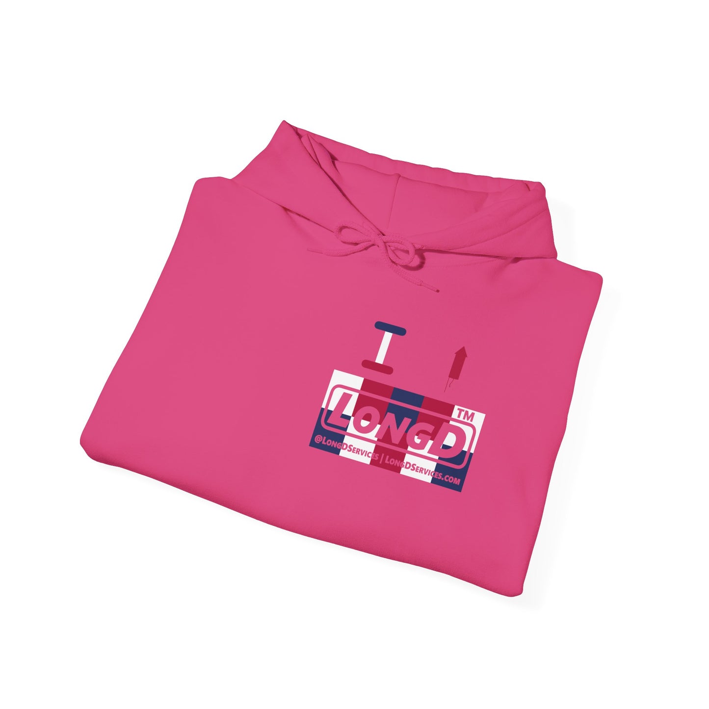 I firecracker LongD® negative 2x5 4-print single breasted tag-domain logo hoodie