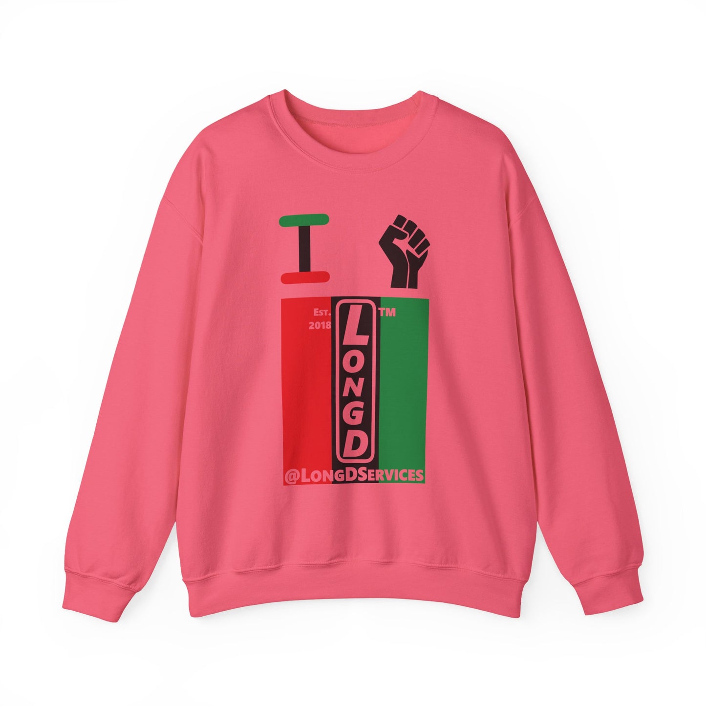 I Fist LongD negative vertical 3-striped tag upright logo crewneck sweatshirt