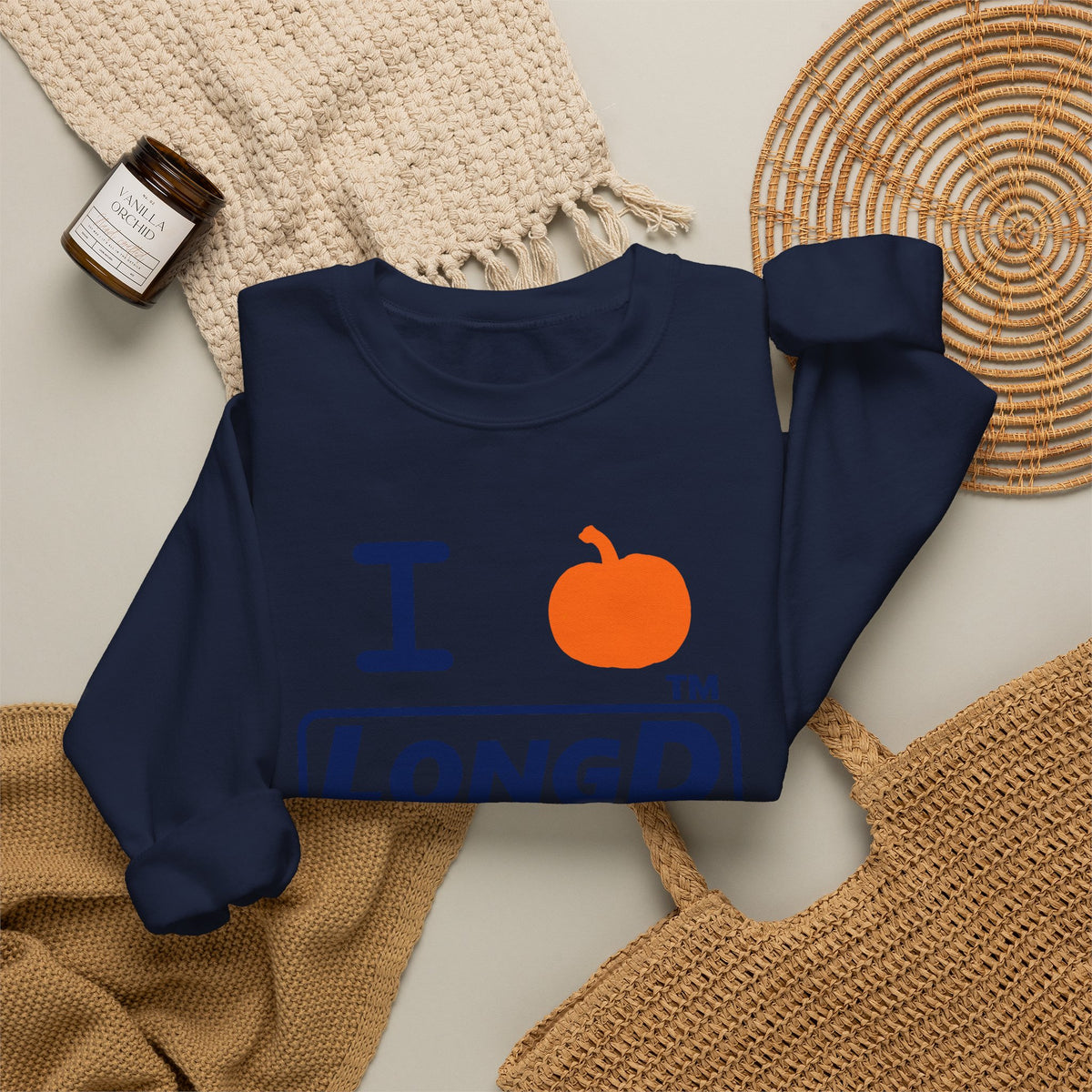 I pumpkin LongD Chicago positive basic Navy (002060) logo crewneck sweatshirt