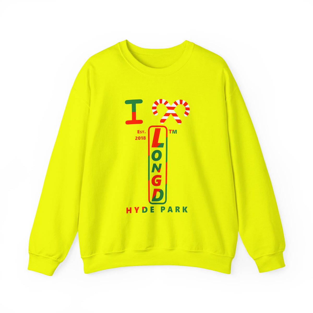 I candy cane LongD Hyde Park positive upright pixel-weighted 4-striped logo crewneck sweatshirt