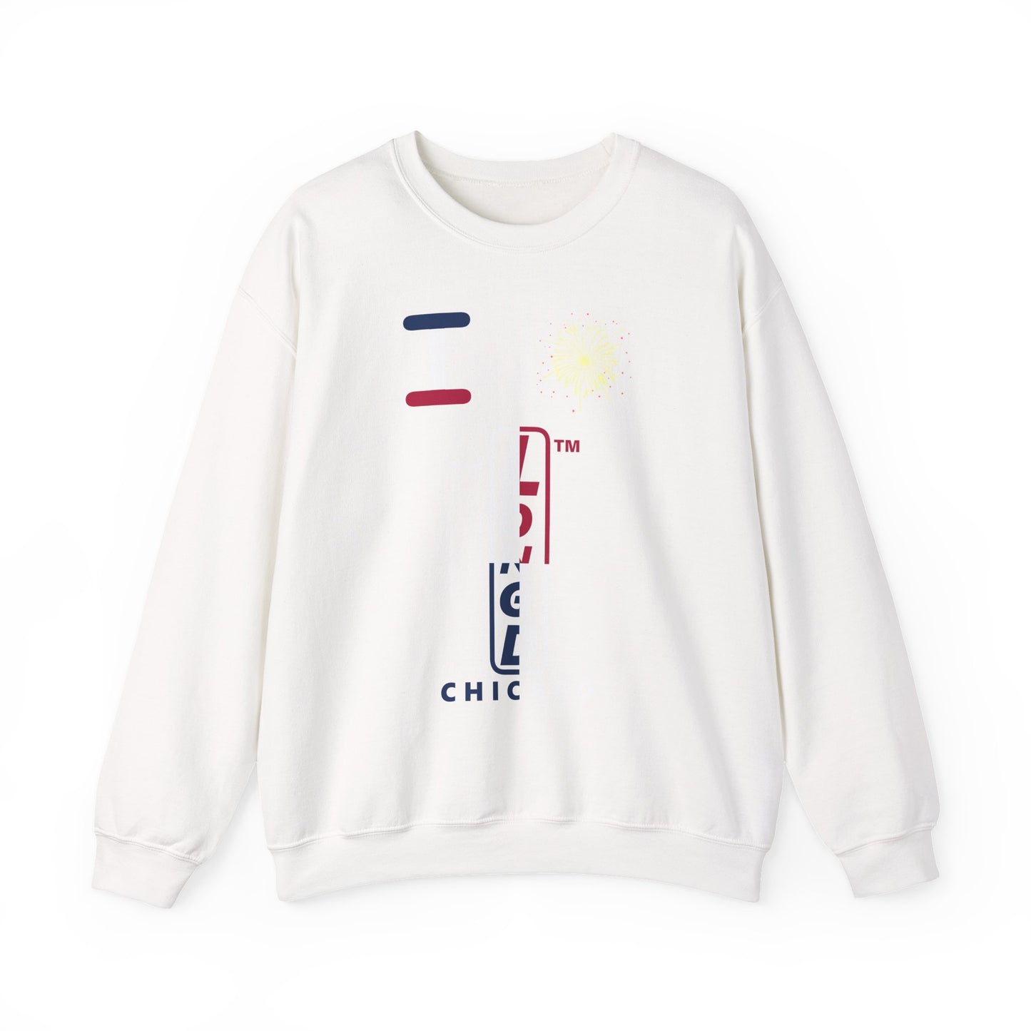I Burst LongD positive quarters flag Chicago upright logo crewneck sweatshirt