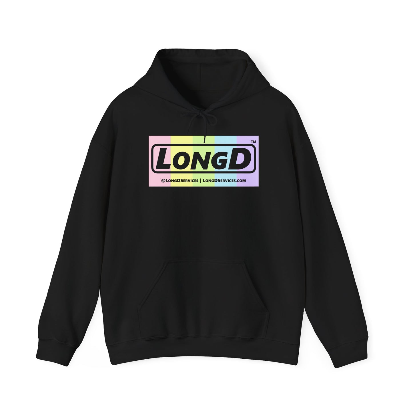 LongD® Logo Hoodie pastel spectrum negative text coloration