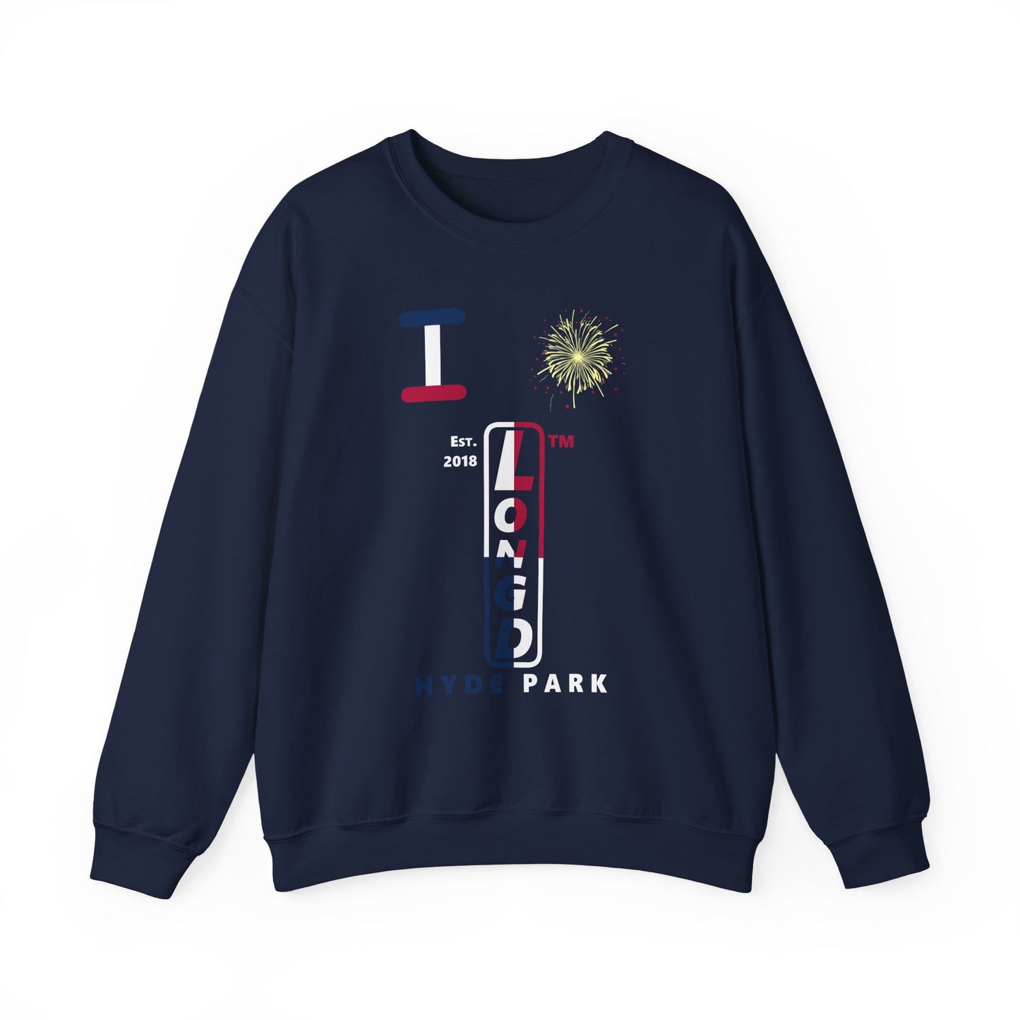 I Burst LongD positive quarters Hyde Park upright logo crewneck sweatshirt