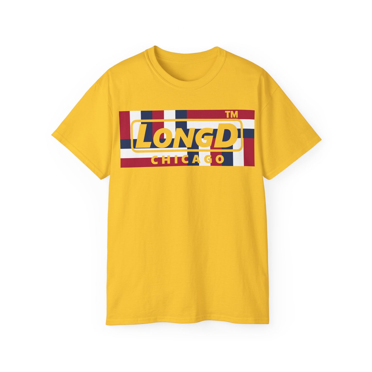 LongD negative modified windmill Chicago logo cotton tee (patriotic colors)