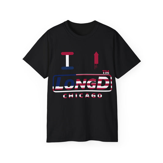 I firecracker LongD positive flag Chicago logo cotton tee