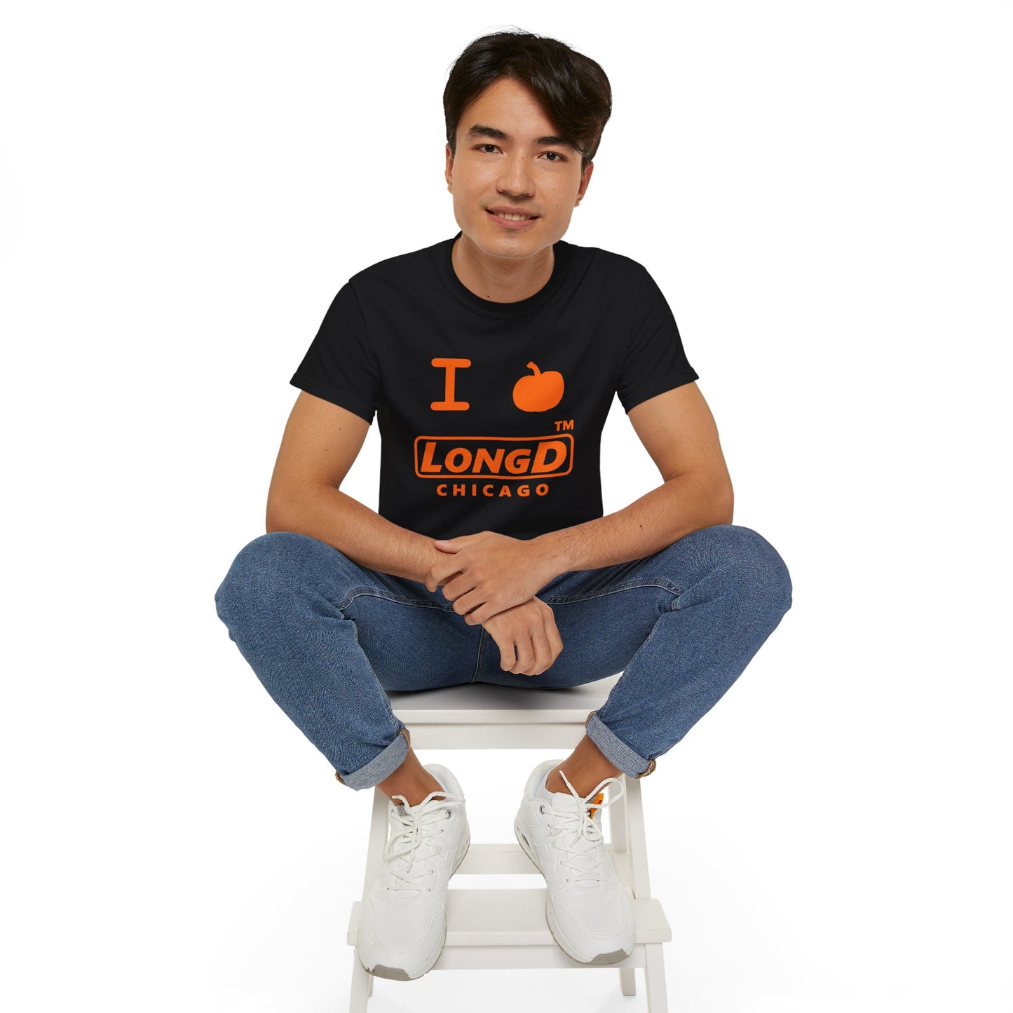 I Pumpkin LongD® Logo Cotton Tee positive orange basic Chicago logo