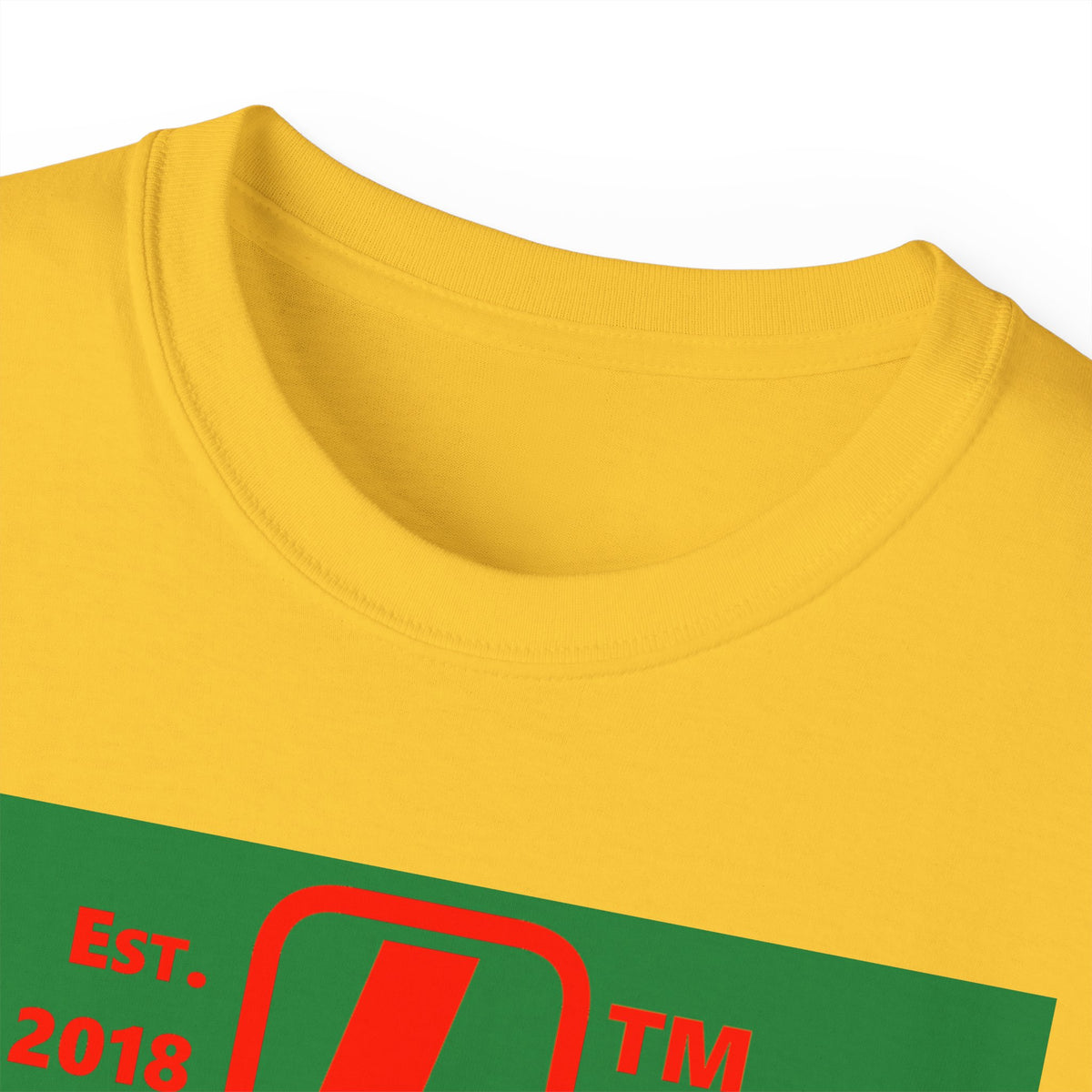 LongD Hyde Park upright logo positive red on negative green (Xmas colors) cotton tee
