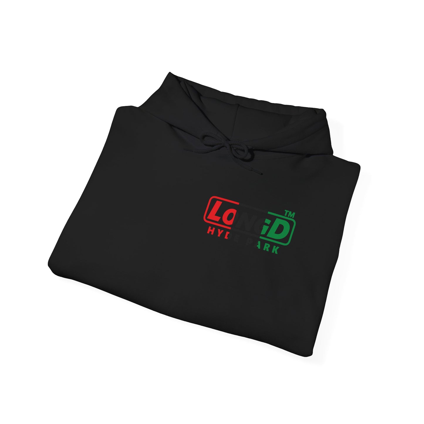 LongD® positive vertical 3-striped 4-print single-breasted Hyde Park logo Hoodie (Juneteenth colors)