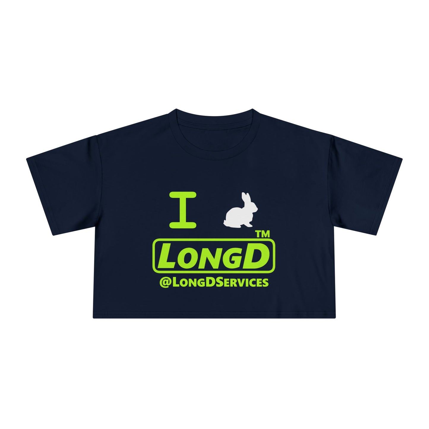 I Bunny LongD positive lime green Tag Logo Crop Tee