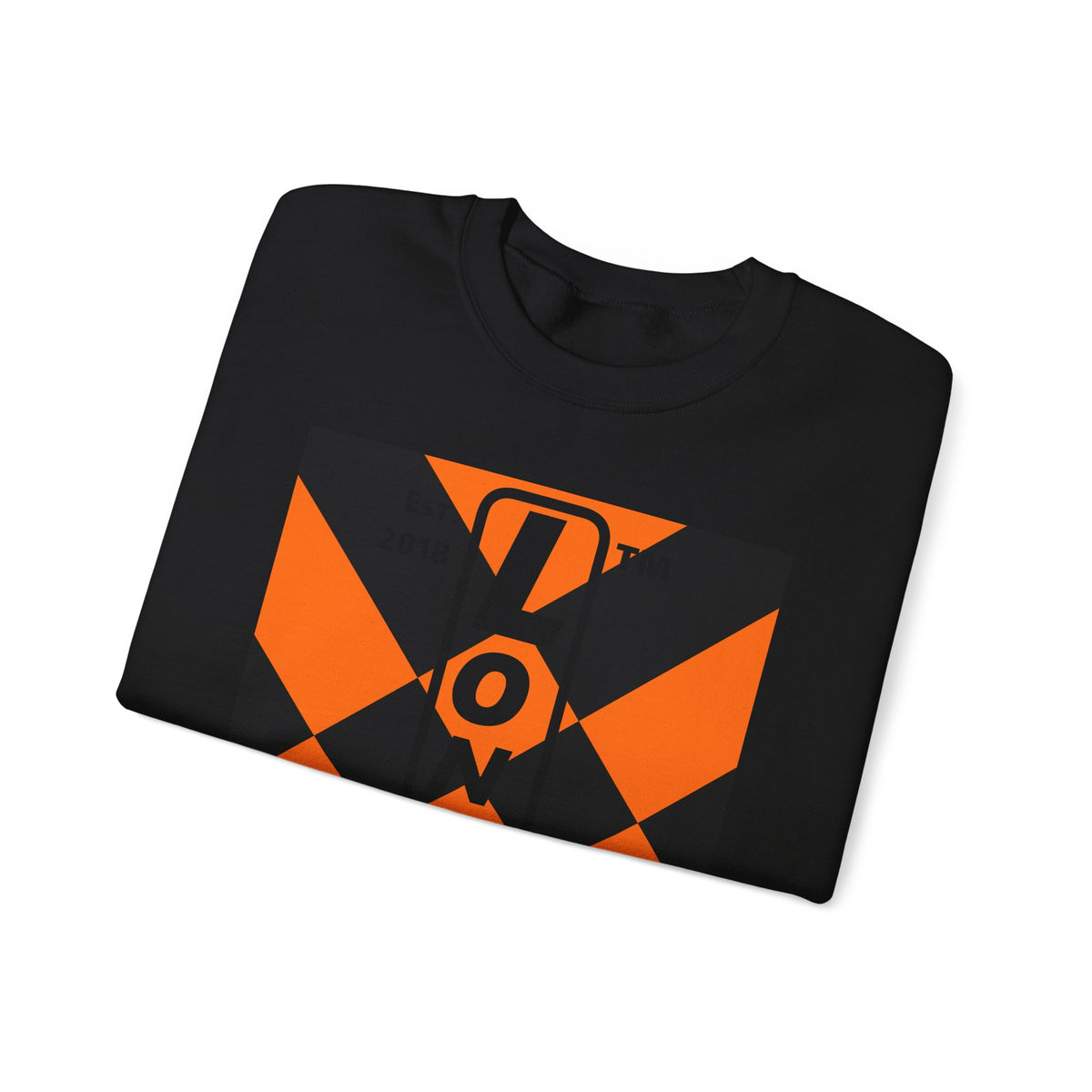 LongD Hyde Park negative upright mixed argyle logo (Halloween colors) crewneck sweatshirt