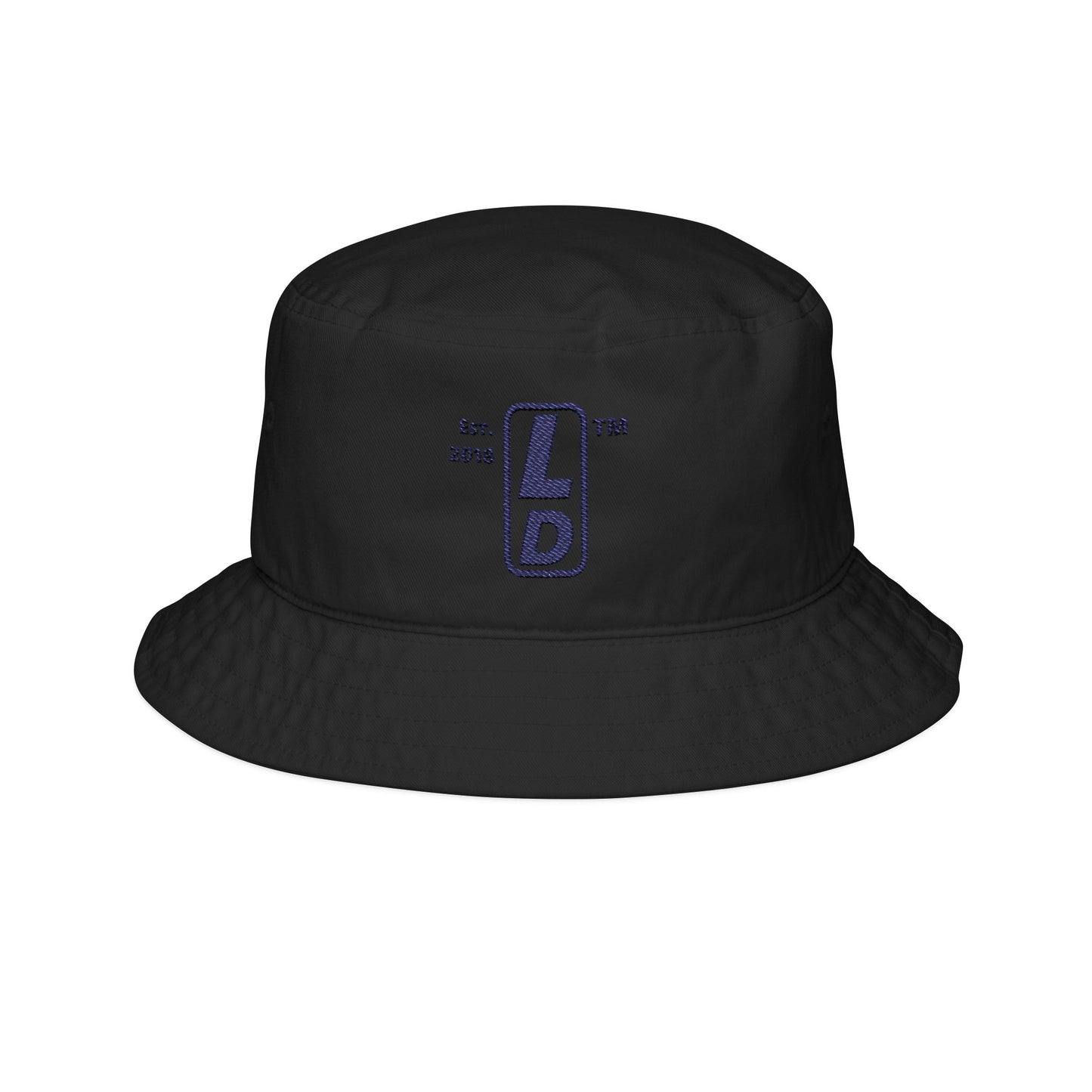 Embroidered official basic upright logo initials bucket hat