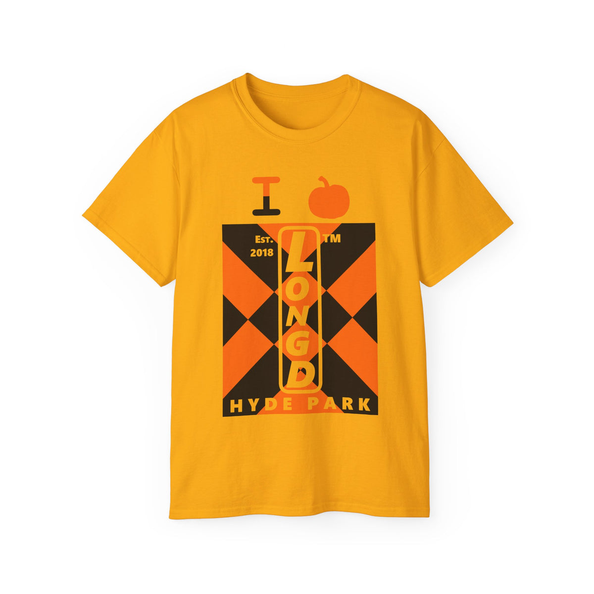 I pumpkin LongD Hyde Park negative upright mixed argyle logo cotton tee