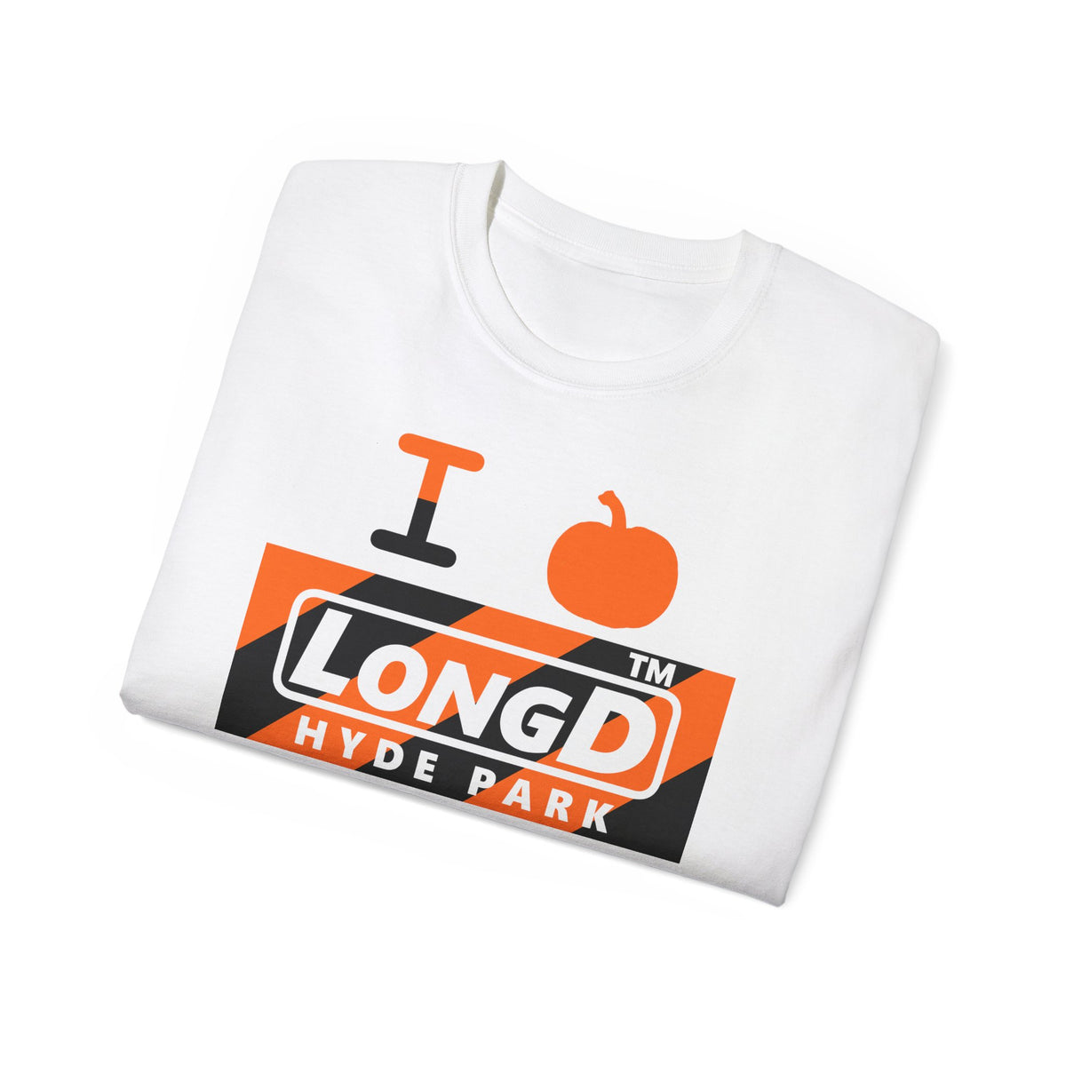I pumpkin LongD Hyde Park negative diagonal 6-striped logo cotton tee