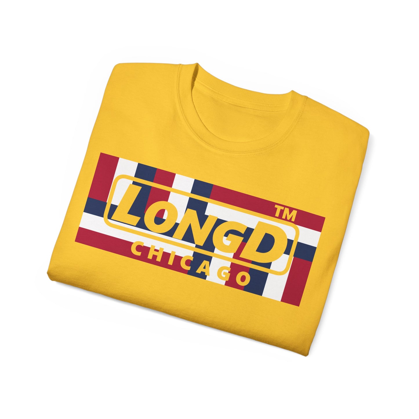 LongD negative modified windmill Chicago logo cotton tee (patriotic colors)