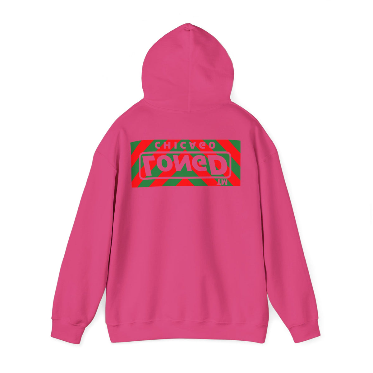 LongD Chicago negative downward chevron front-back logo (Xmas colors) hoodie