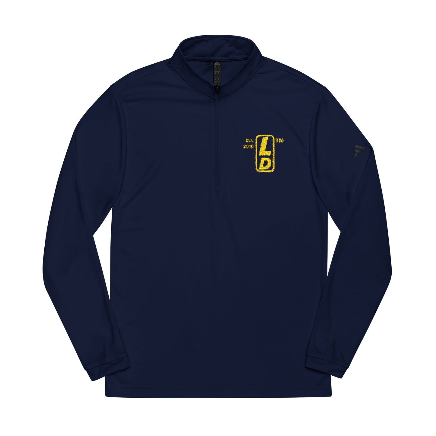 Embroidered adidas® Quarter-Zip pullover official reverse basic logo upright initials