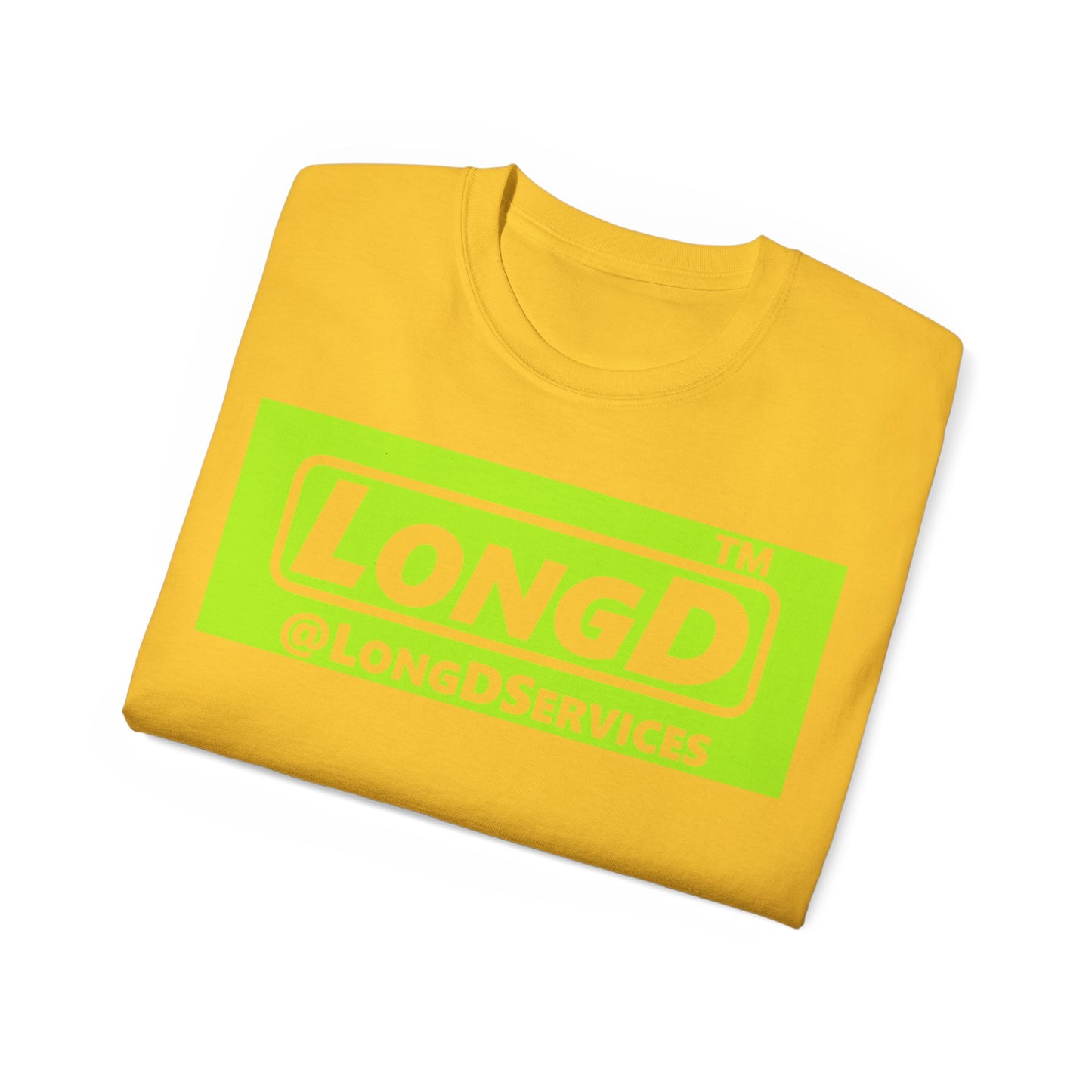 LongD® negative lime green Tag Logo Cotton Tee