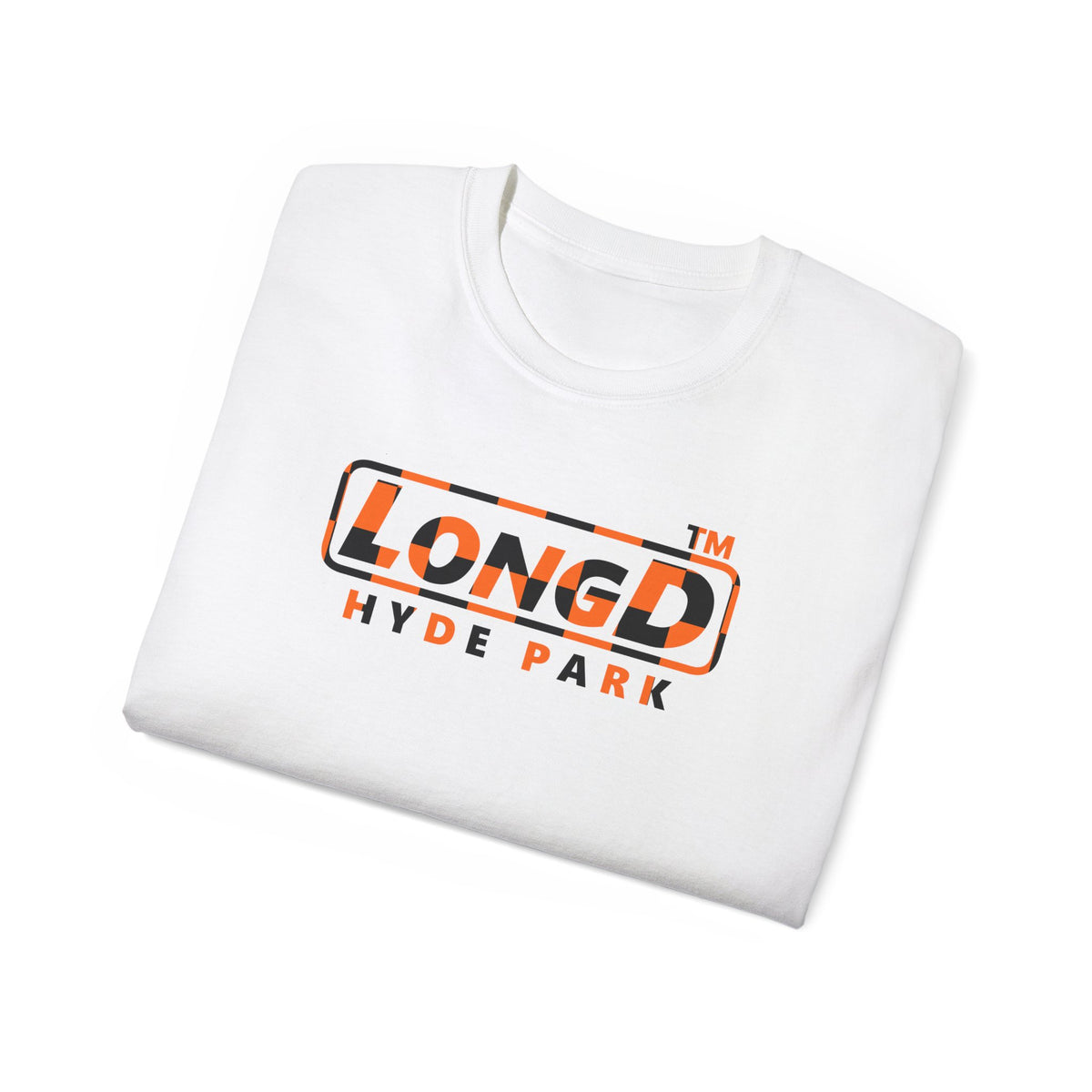 LongD Hyde Park positive checkered logo (Halloween colors) cotton tee