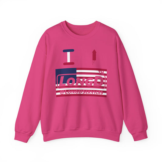 I firecracker LongD negative flag front-back tag logo crewneck sweatshirt