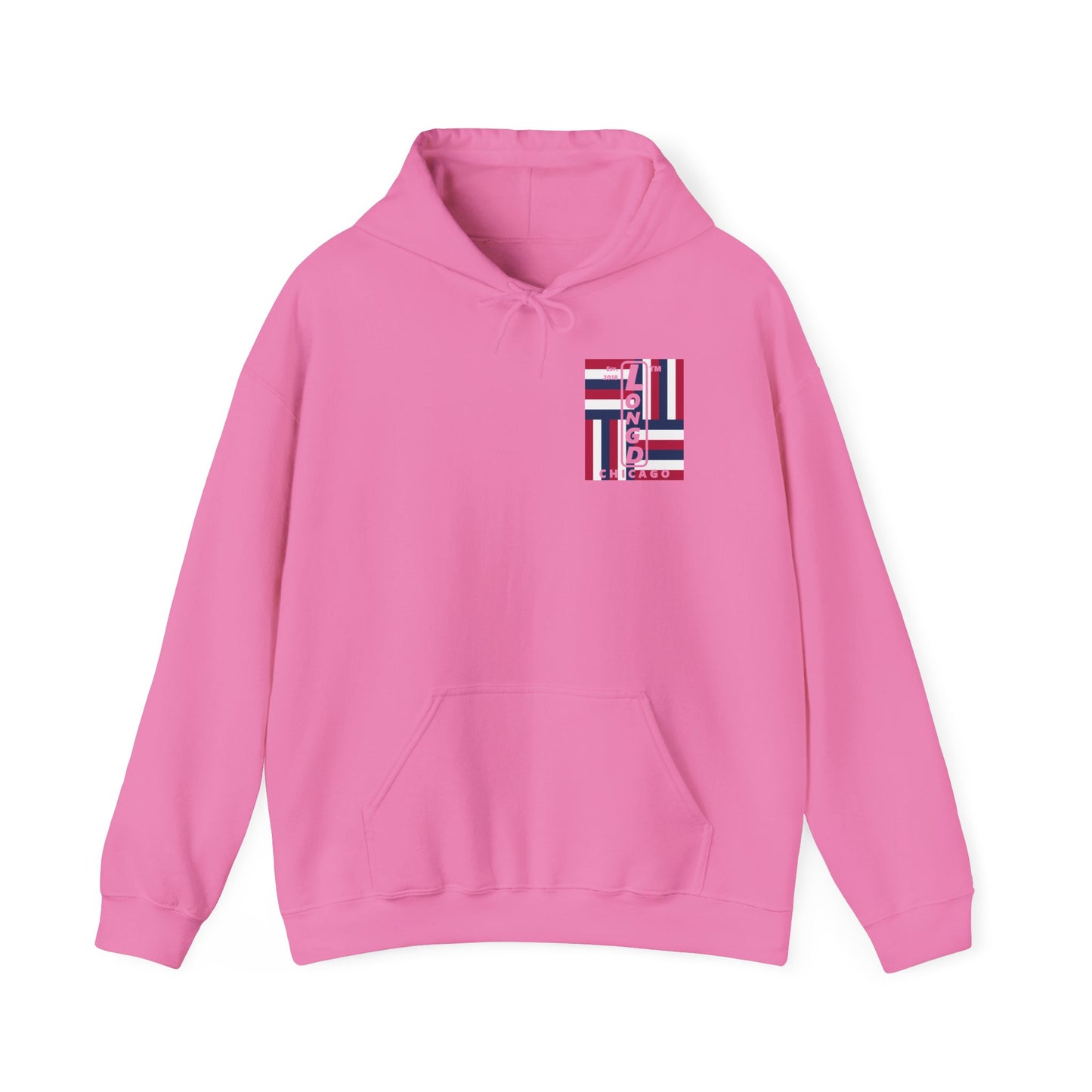 LongD single-breasted negative windmill front-back Chicago upright logo hoodie (Patriotic colors)