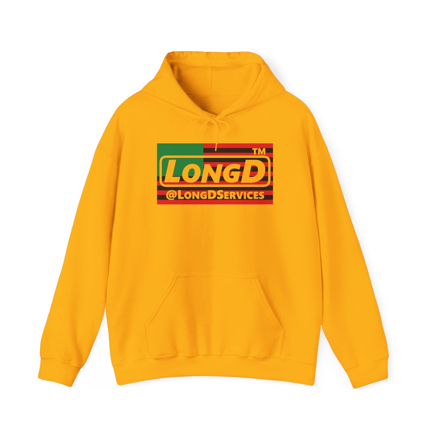LongD® negative flag Hyde Park logo Hoodie (Juneteenth colors)
