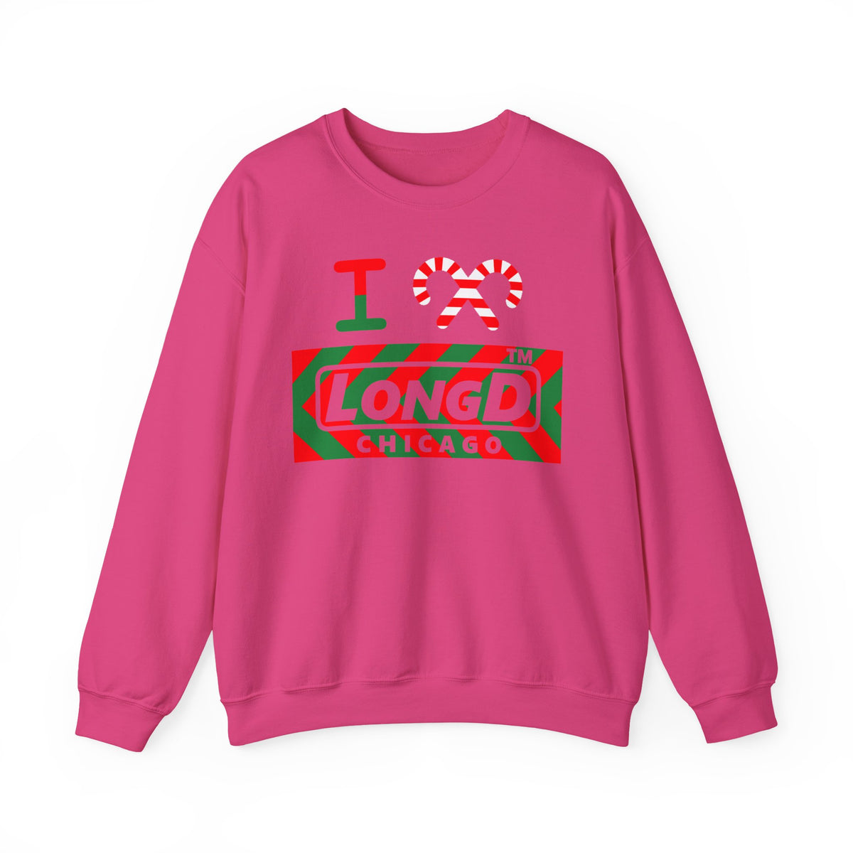 I candy cane LongD Chicago negative leftward chevron logo crewneck sweatshirt
