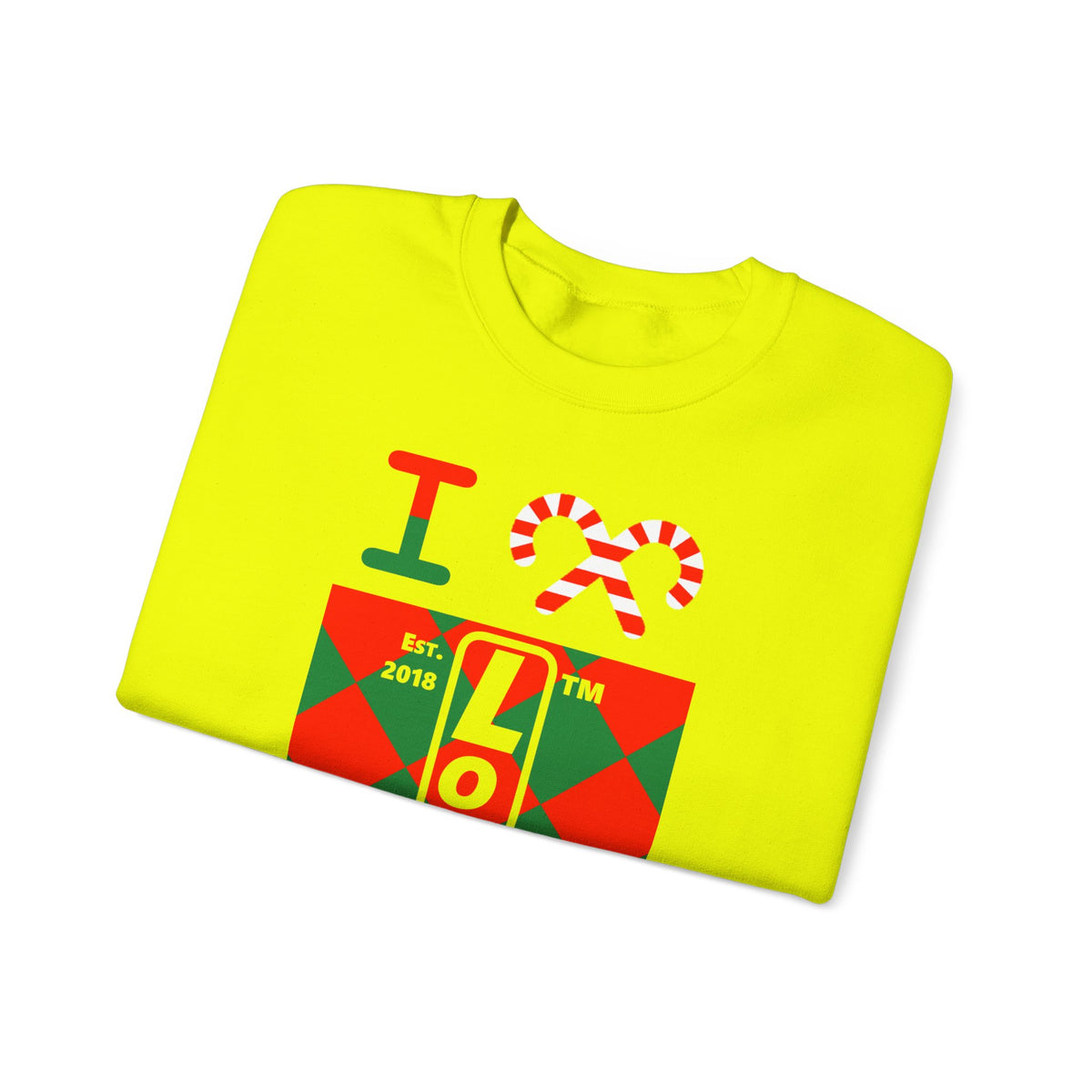 I candy cane LongD Hyde Park negative upright argyle logo crewneck sweatshirt