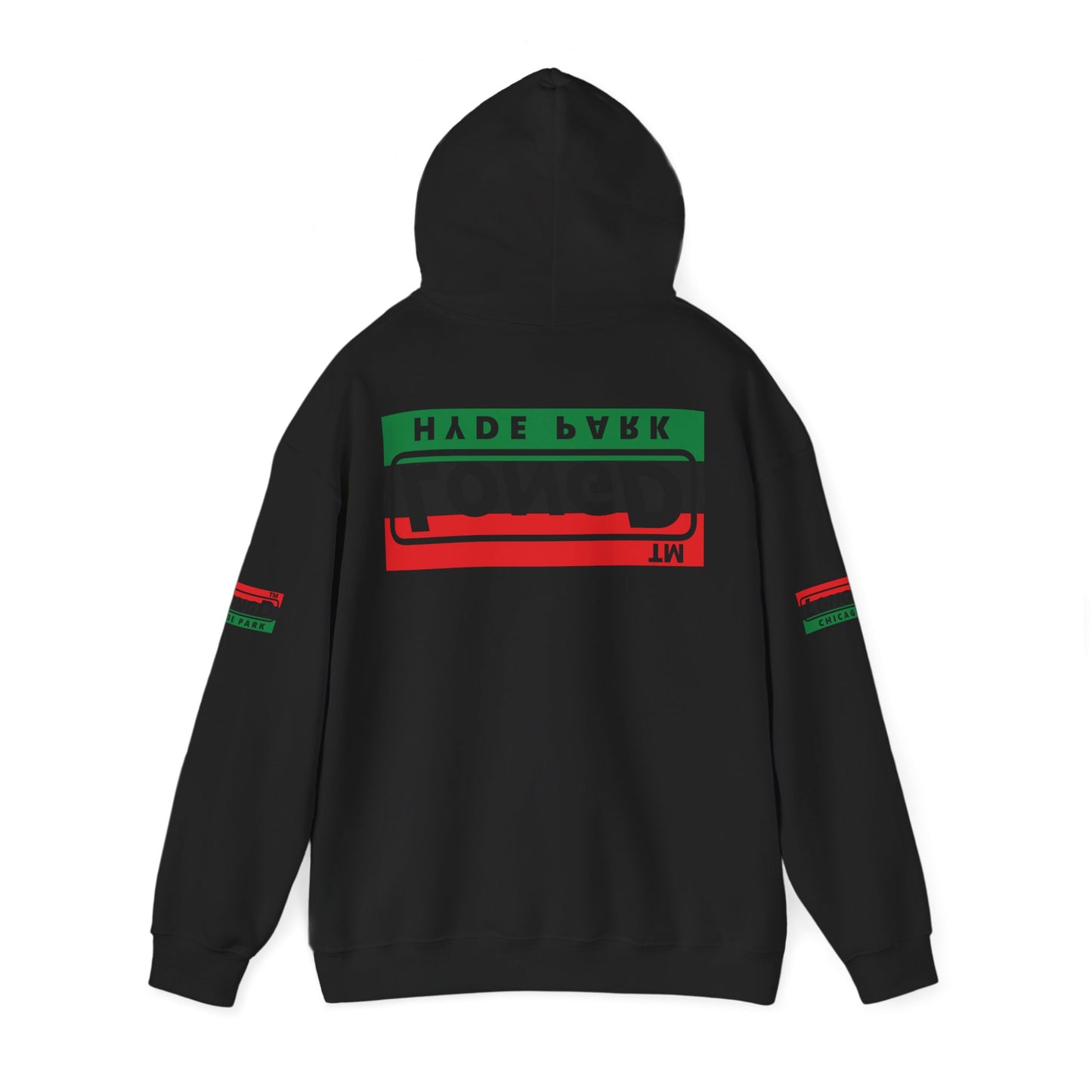 LongD® basic official Hyde Park 4-print flipped-back logo Hoodie (Juneteenth colors)