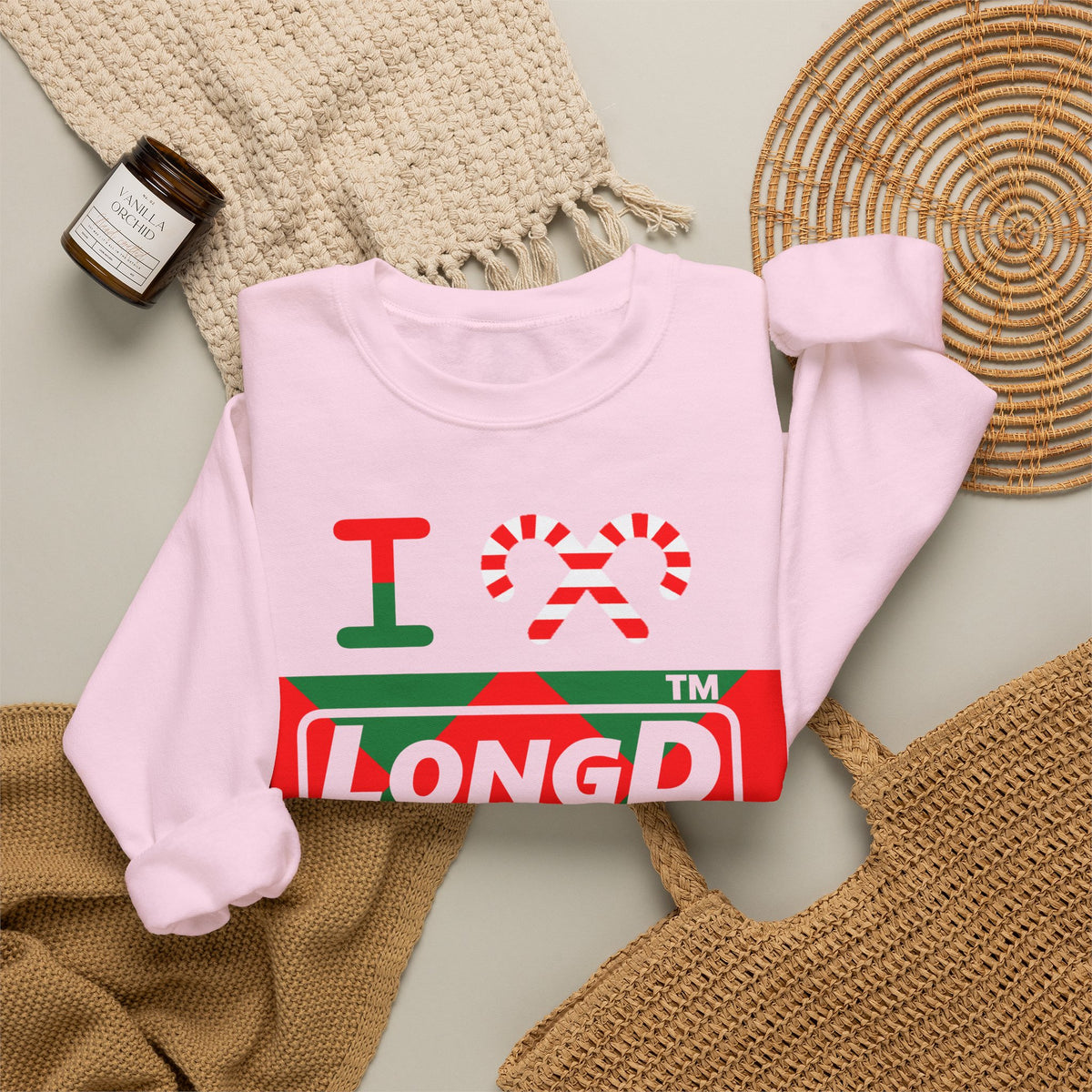 I candy cane LongD Tag negative big argyle logo crewneck sweatshirt