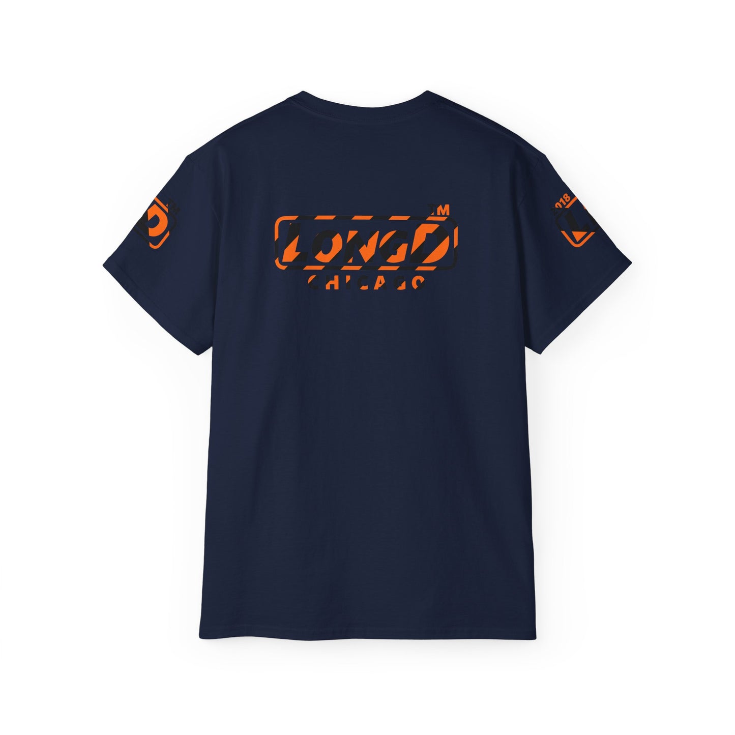 LongD Chicago positive 12-striped 4-print logo (Halloween colors) cotton tee