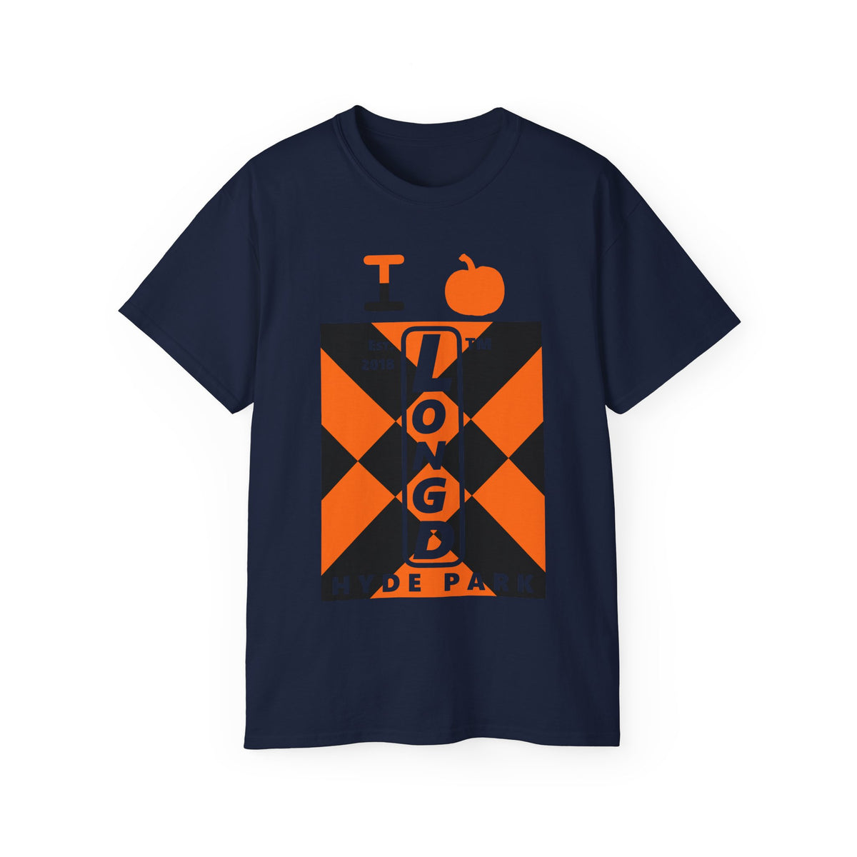 I pumpkin LongD Hyde Park negative upright mixed argyle logo cotton tee