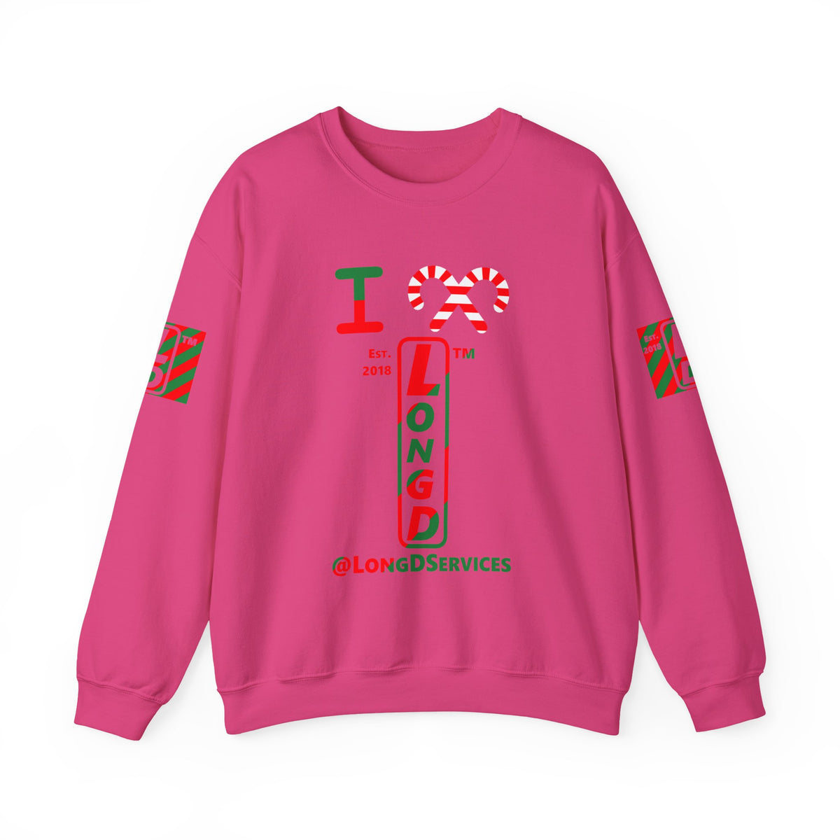 I candy cane LongD Tag positive upright pixel-weighted 4-striped 4-print logo crewneck sweatshirt