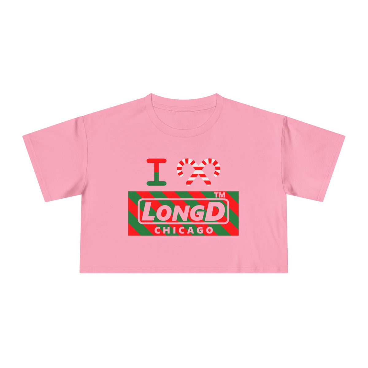 I candy cane LongD Chicago negative 12-striped logo crop tee