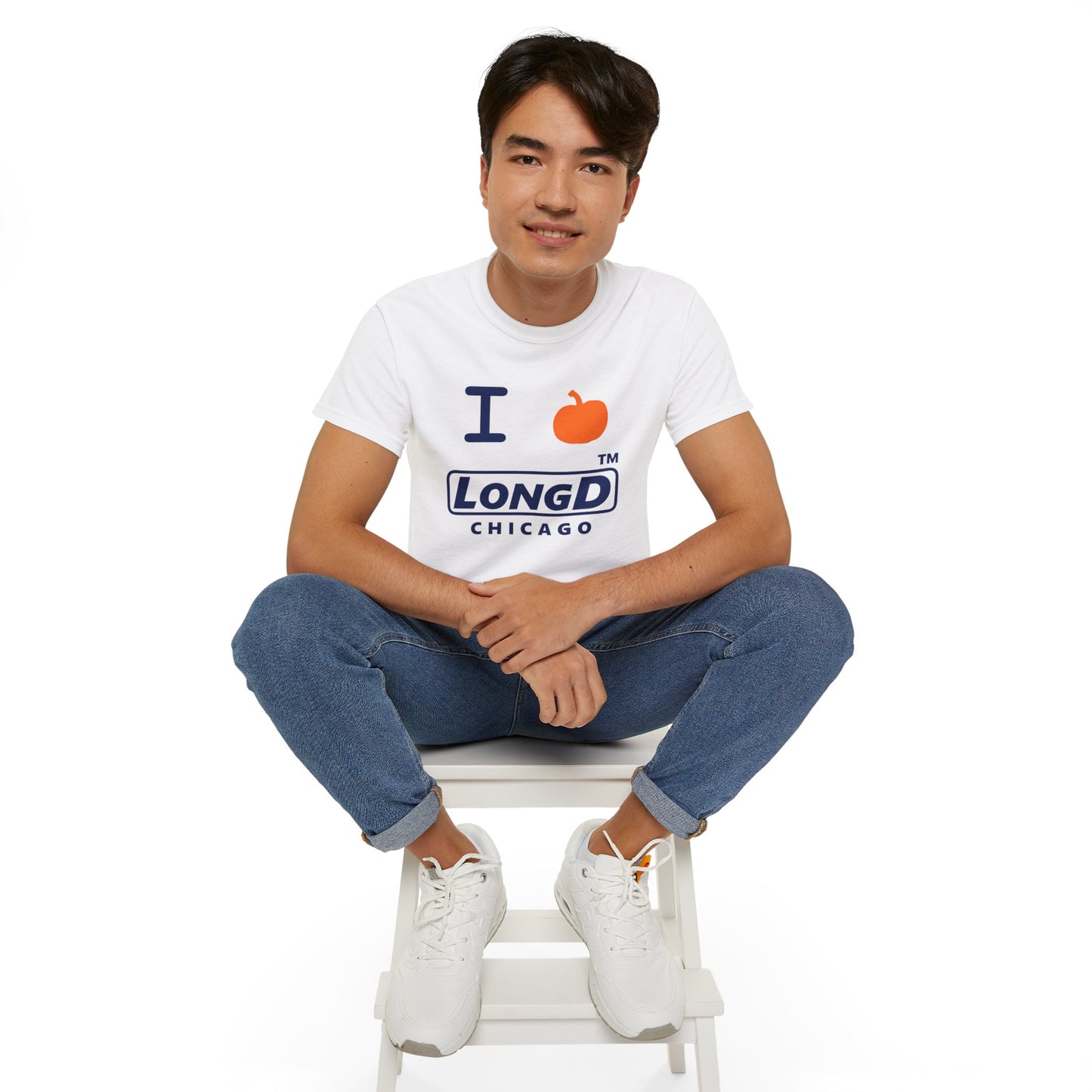 I Pumpkin LongD® Logo Cotton Tee positive blue basic Chicago logo