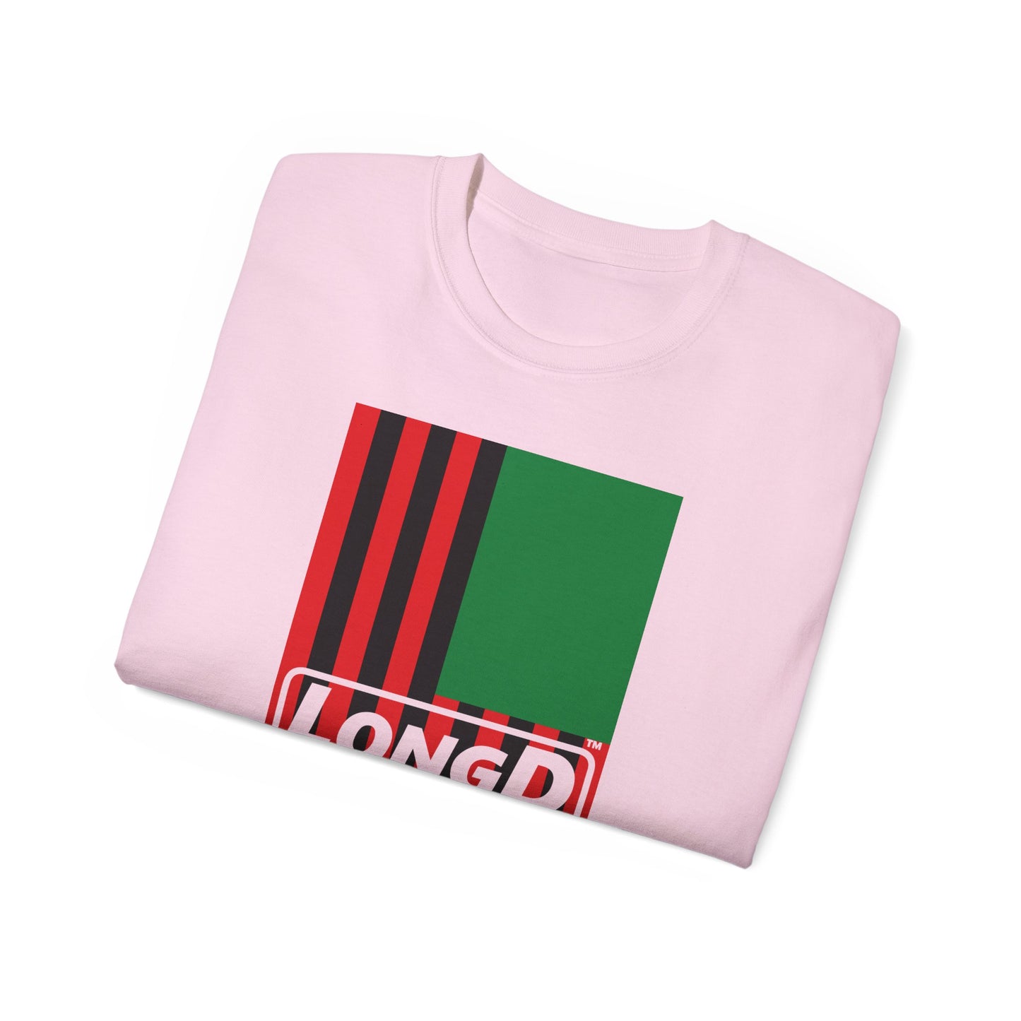 LongD® Logo Cotton Tee Juneteenth vertical African-American flag negative text
