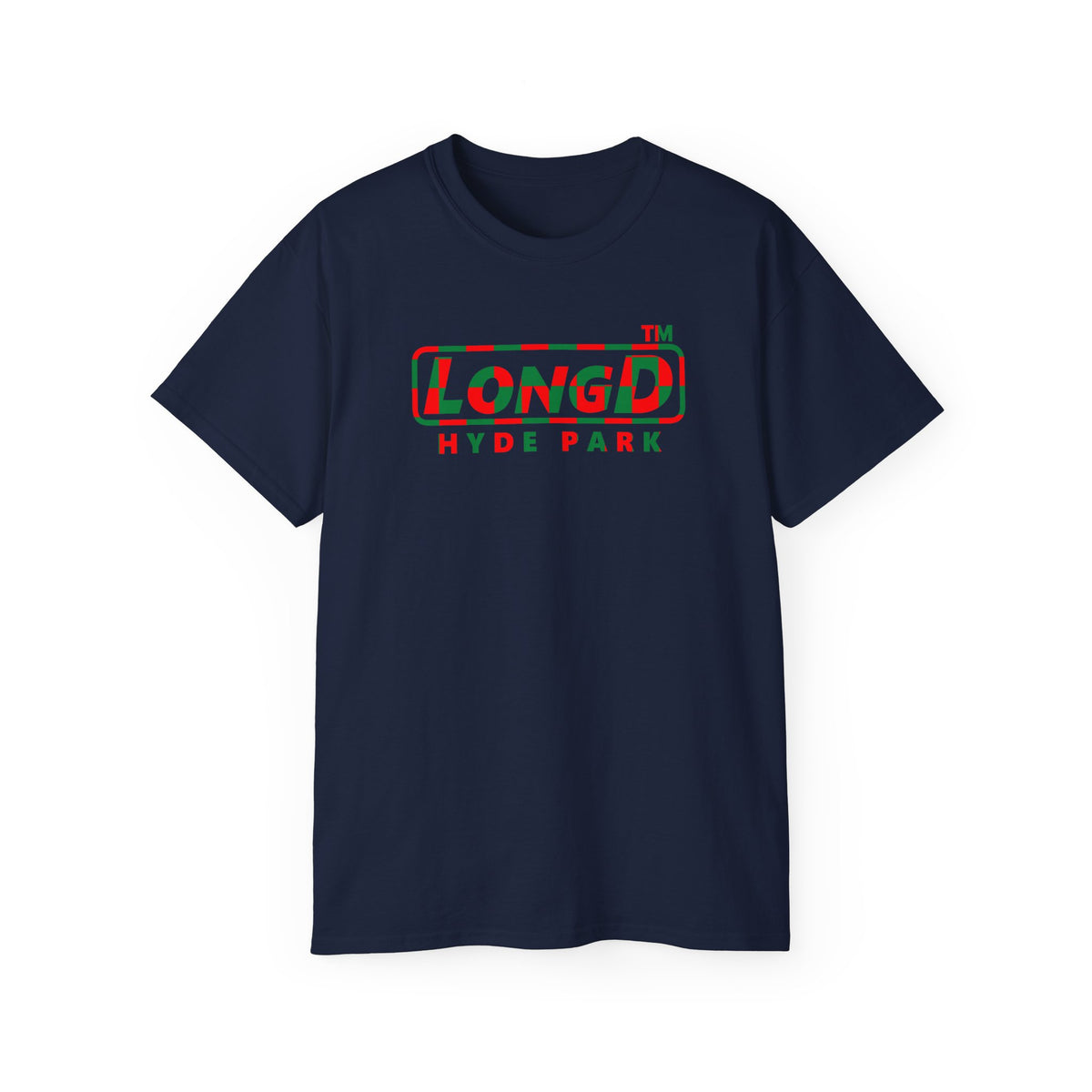 LongD Hyde Park positive checkered logo (Xmas colors) cotton tee